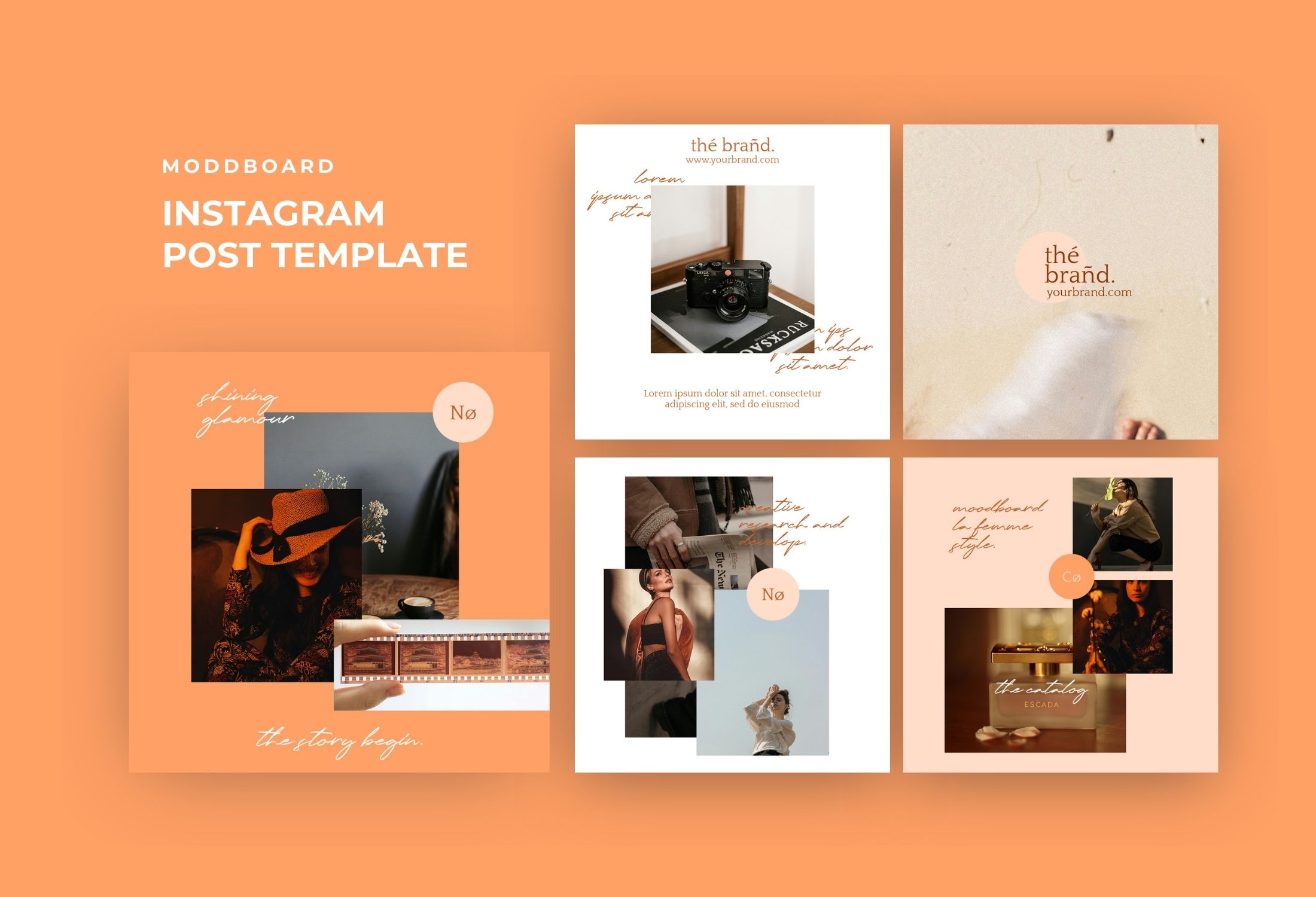 Orange Modern Fashion Moodboard Instagram Post Template