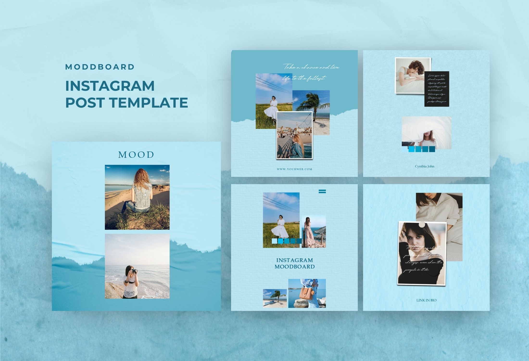 Blue Modern Moodboard Instagram Post Template