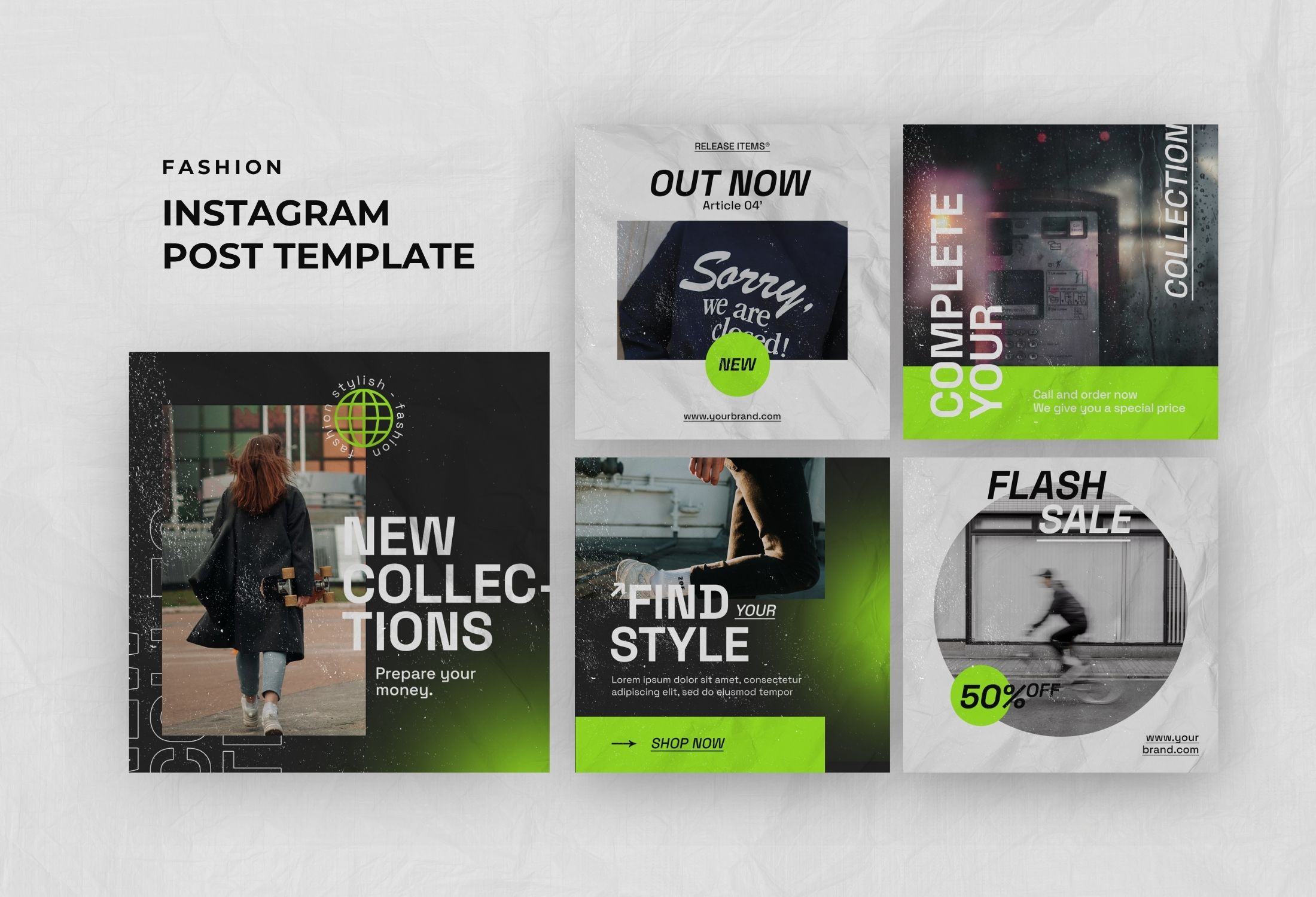 Black And Green Modern Fashion Campaign Instagram Post Template