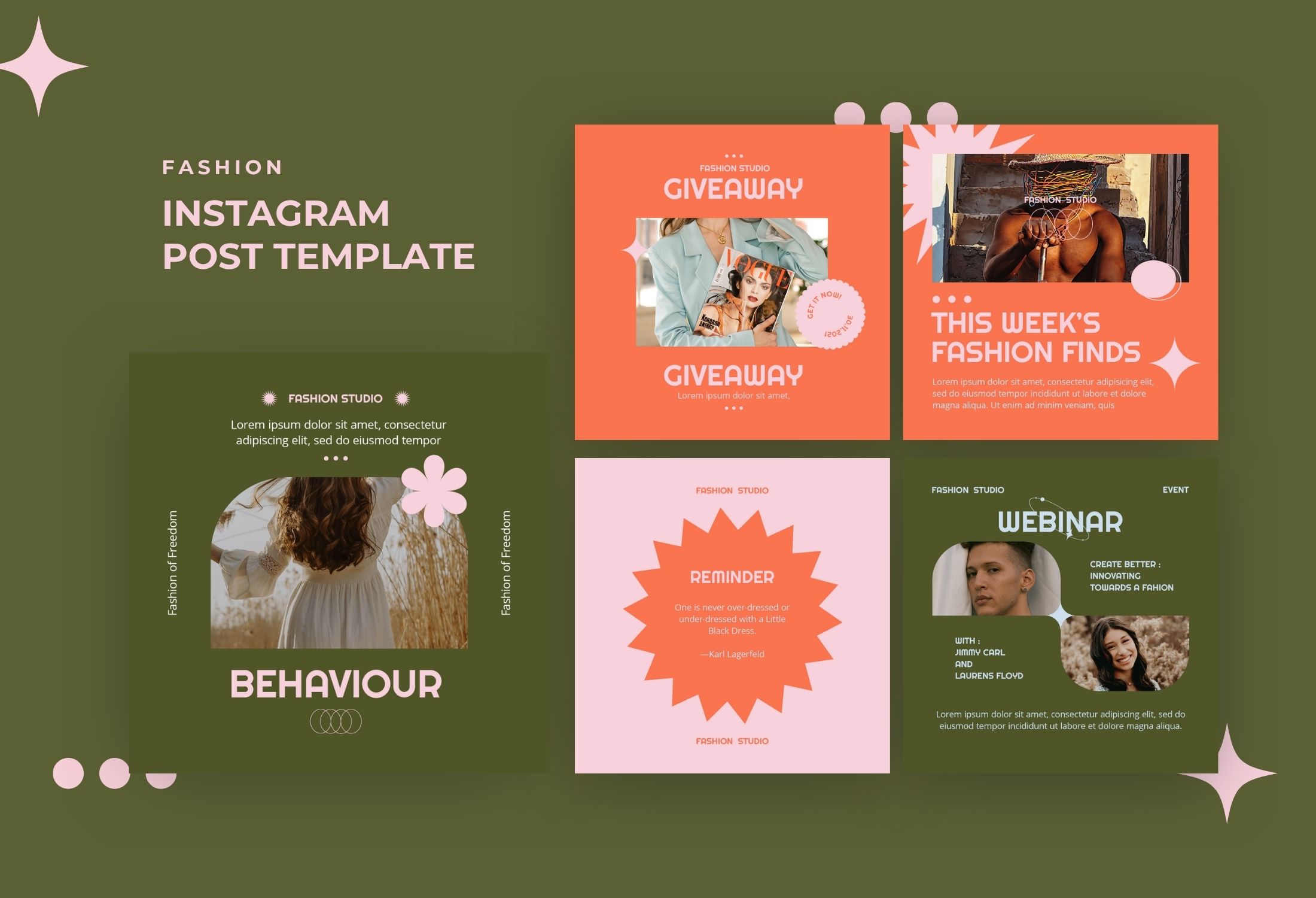 Olive And Coral Modern Fashion Campaign Instagram Post Template