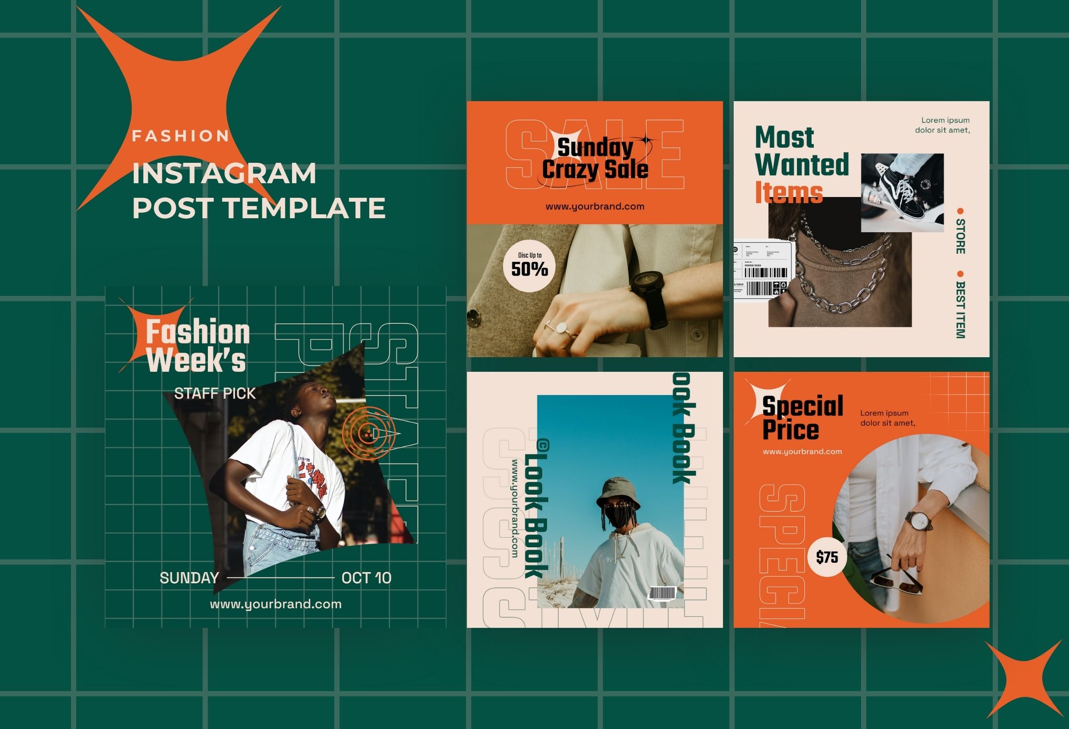 Green And Orange Modern Fashion Sale Instagram Post Template