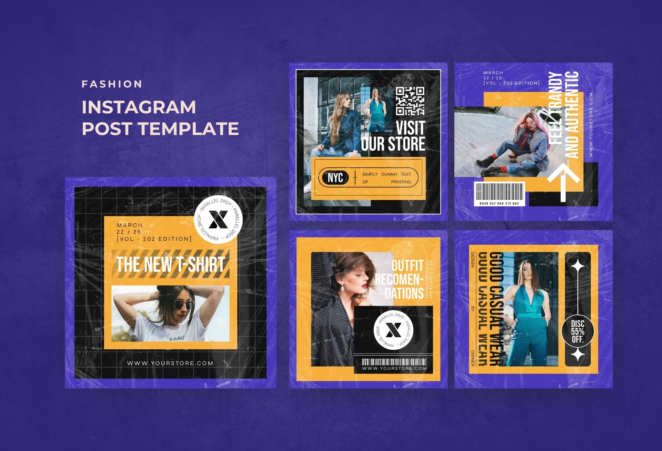Purple And Orange Bold Fashion Promo Instagram Post Template