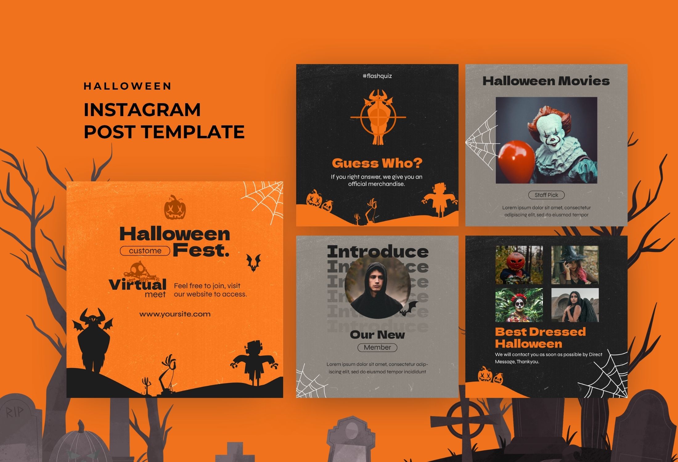Orange Creative Halloween Fest Instagram Post Template