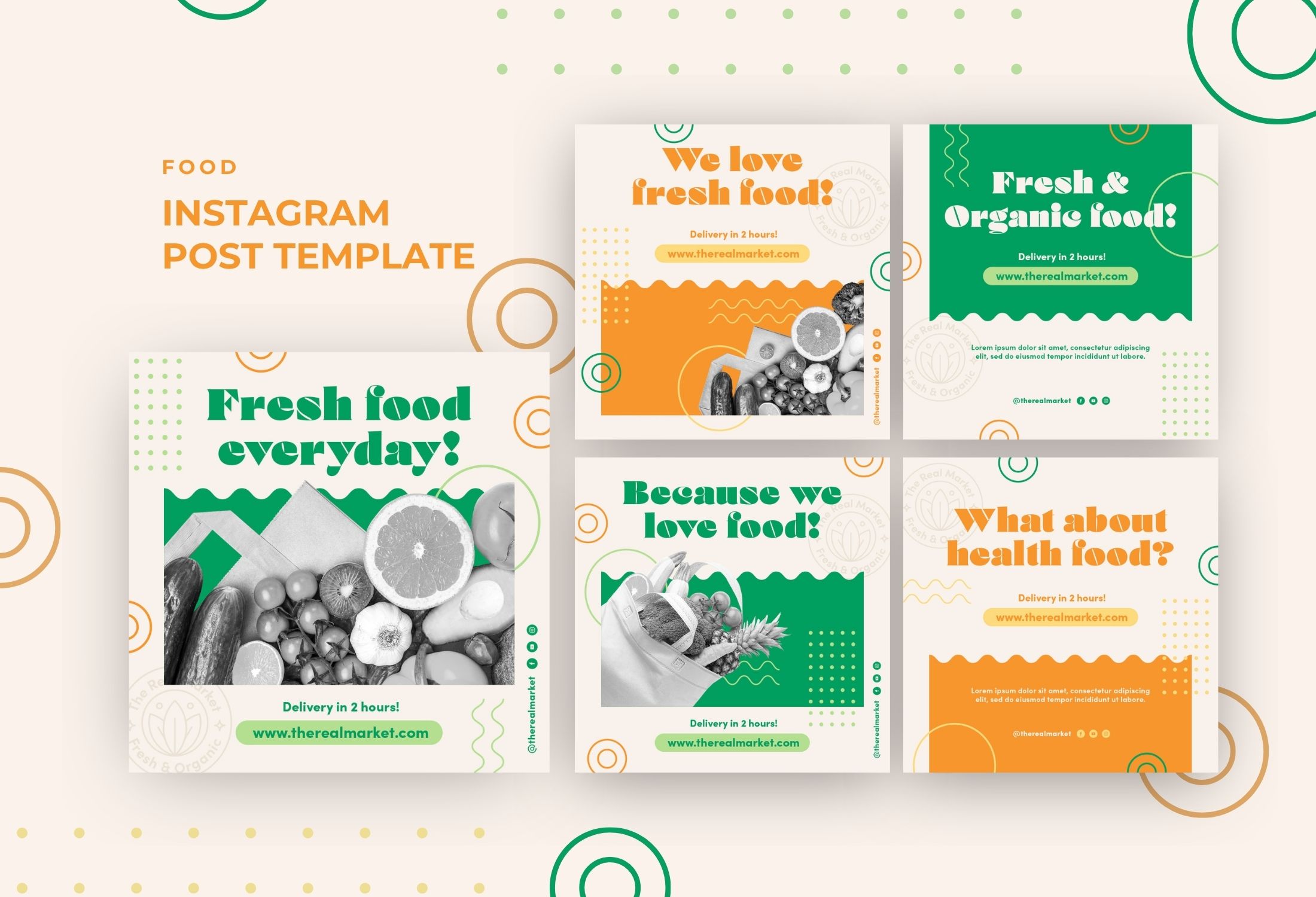 Orange And Green Modern Fresh Food Instagram Post Template