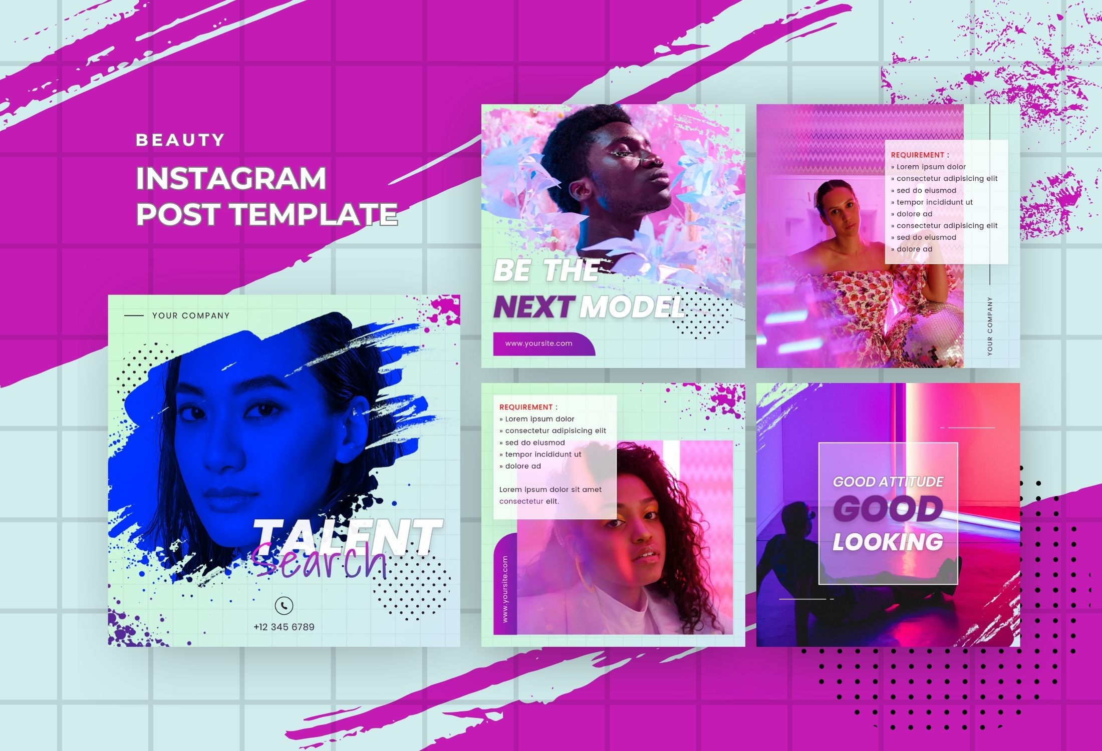 Purple And Blue Bold Beauty Campaign Instagram Post Template