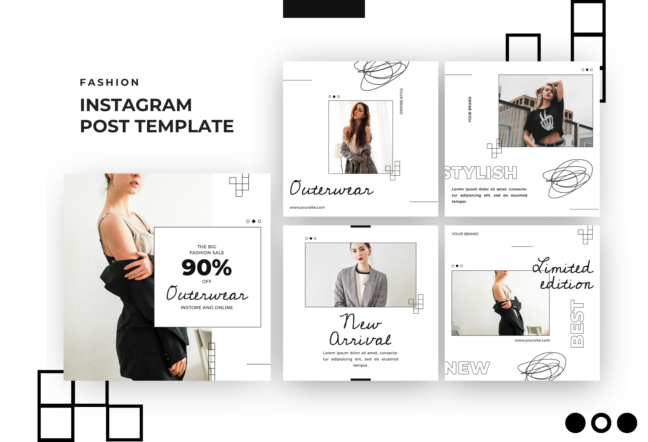 Black And White Minimalist Fashion Sale Instagram Post Template