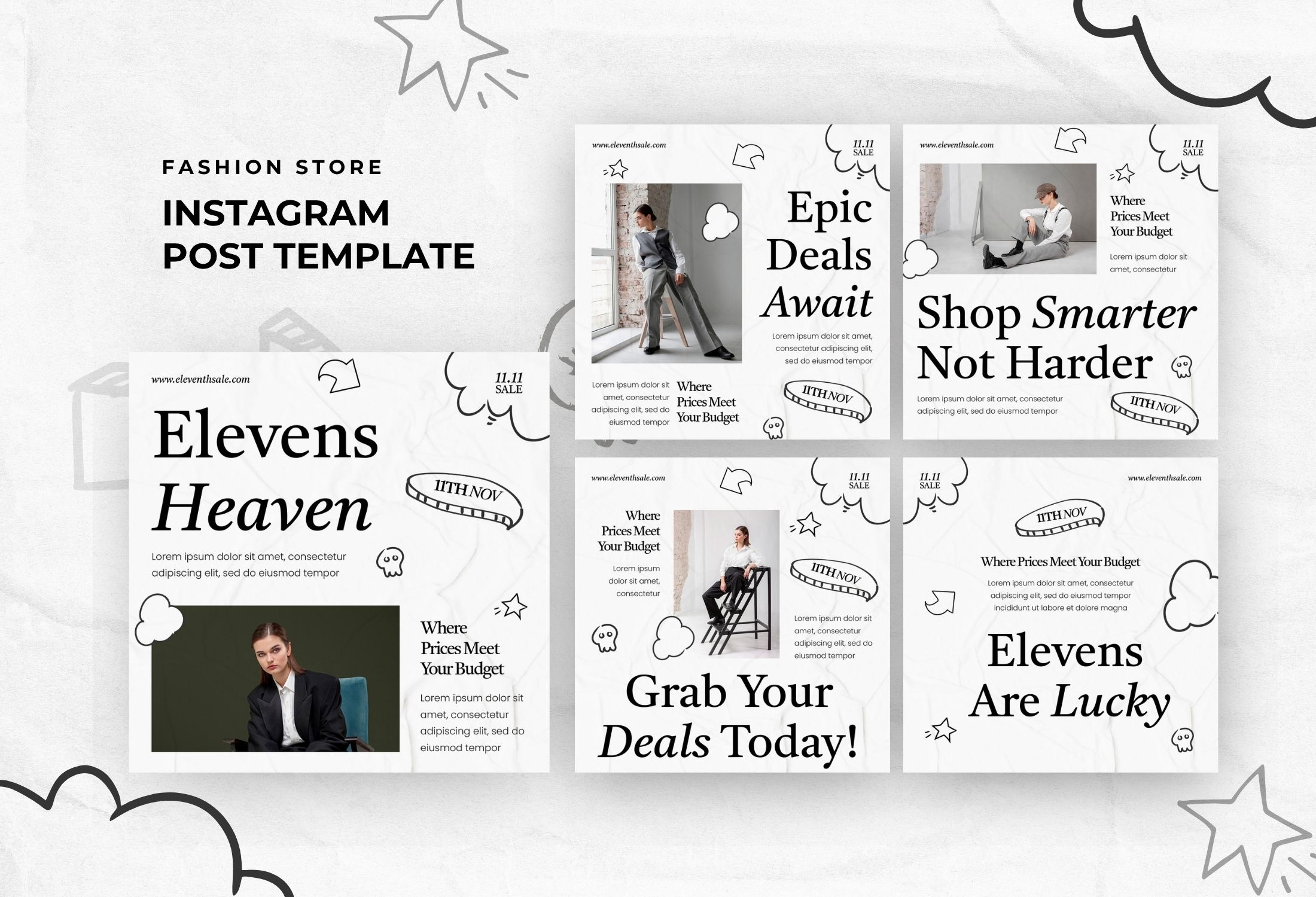 Black And White Minimalist Fashion Campaign Instagram Post Template