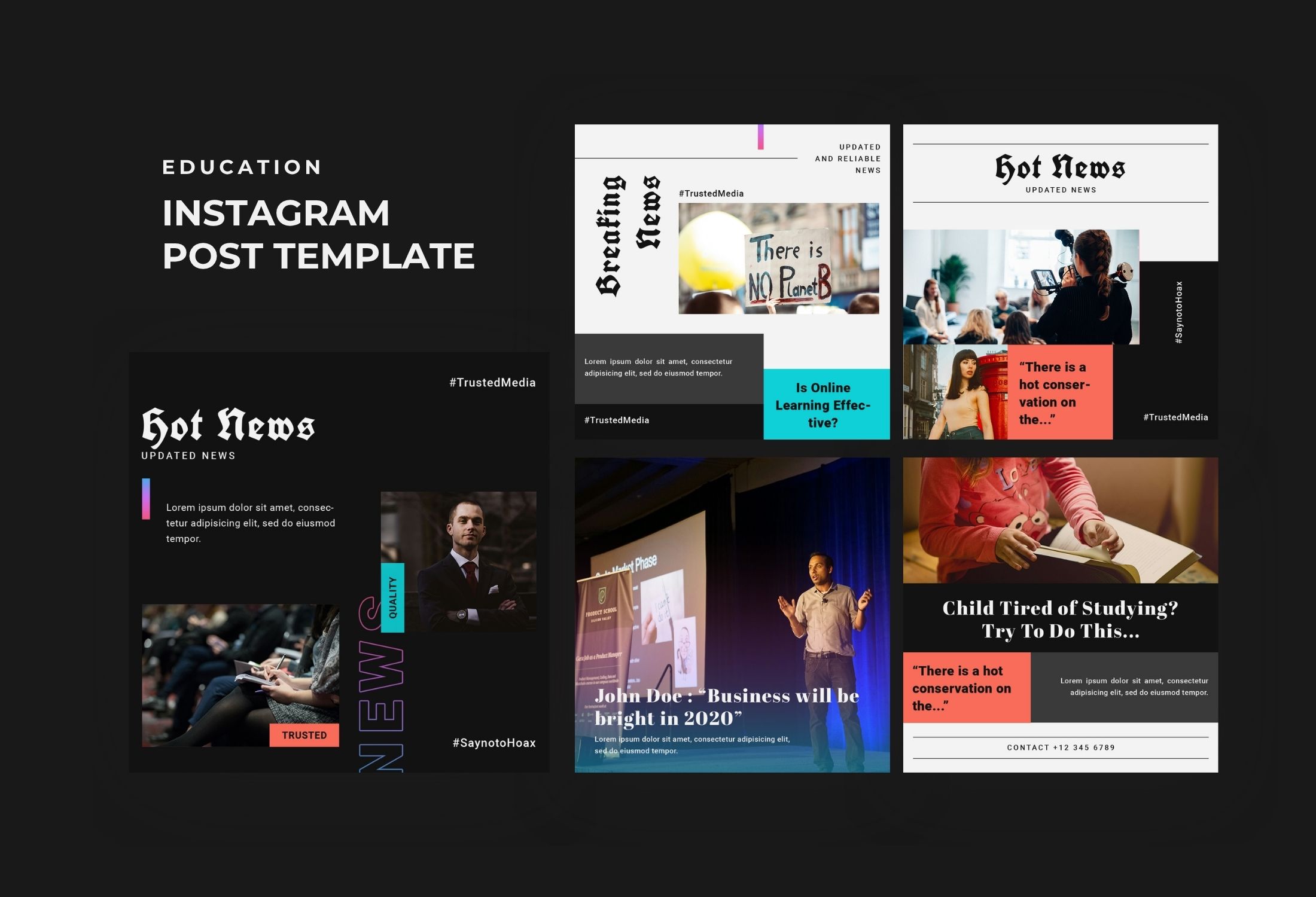 Black And White Modern News Campaign Instagram Post Template