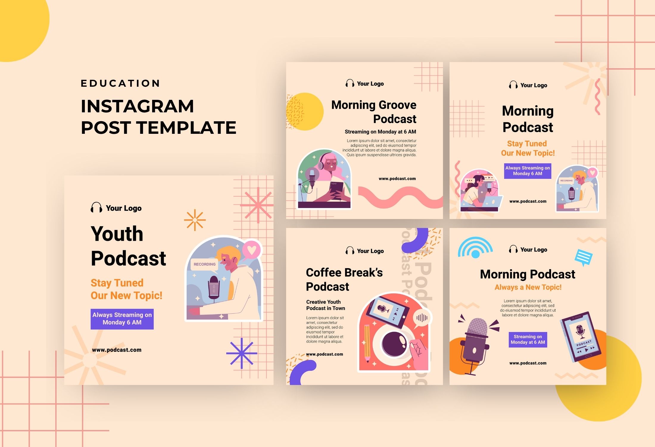 Beige Modern Podcast Promotion Instagram Post Template
