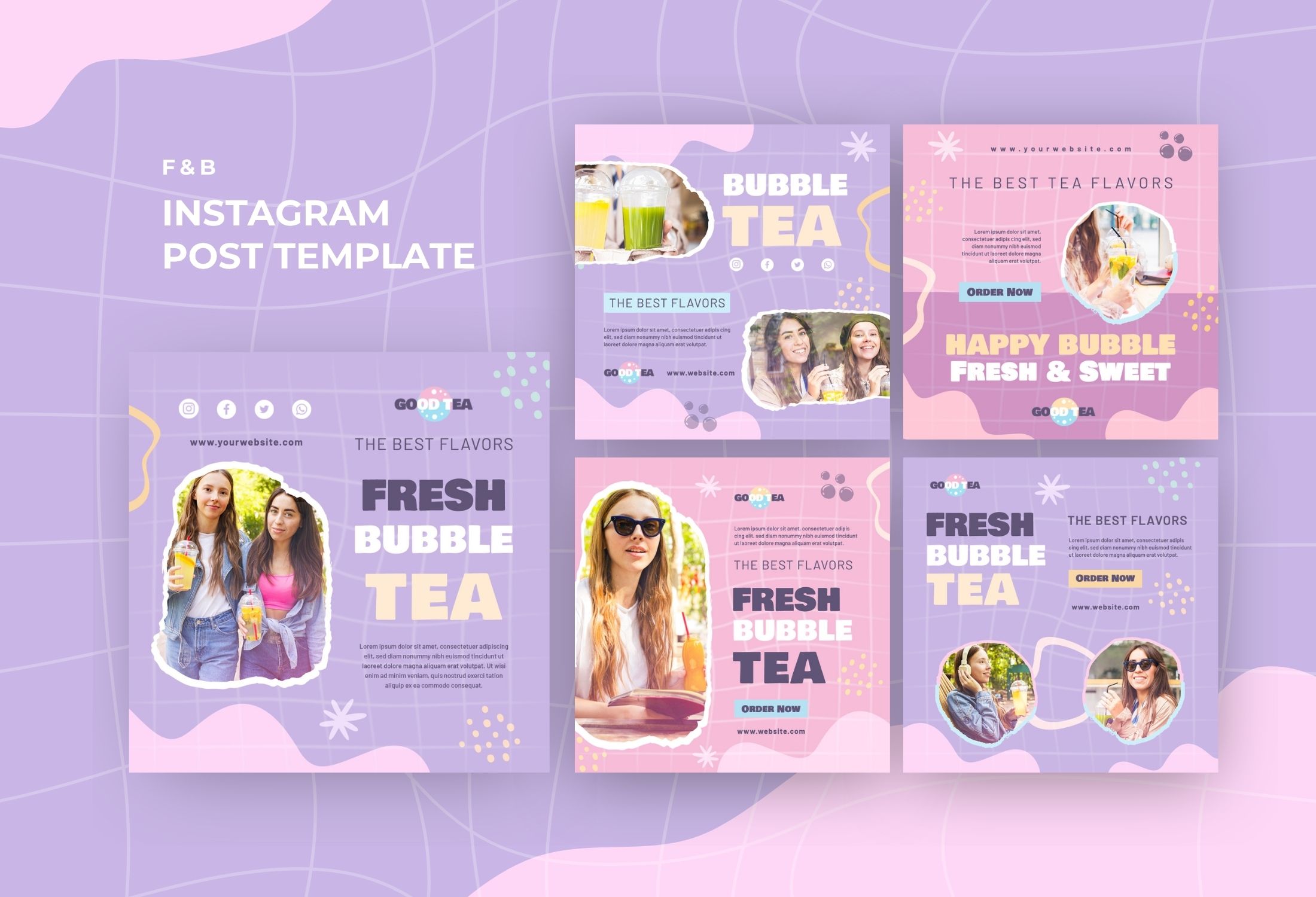 Purple And Pink Modern Beverage Promotion Instagram Post Template
