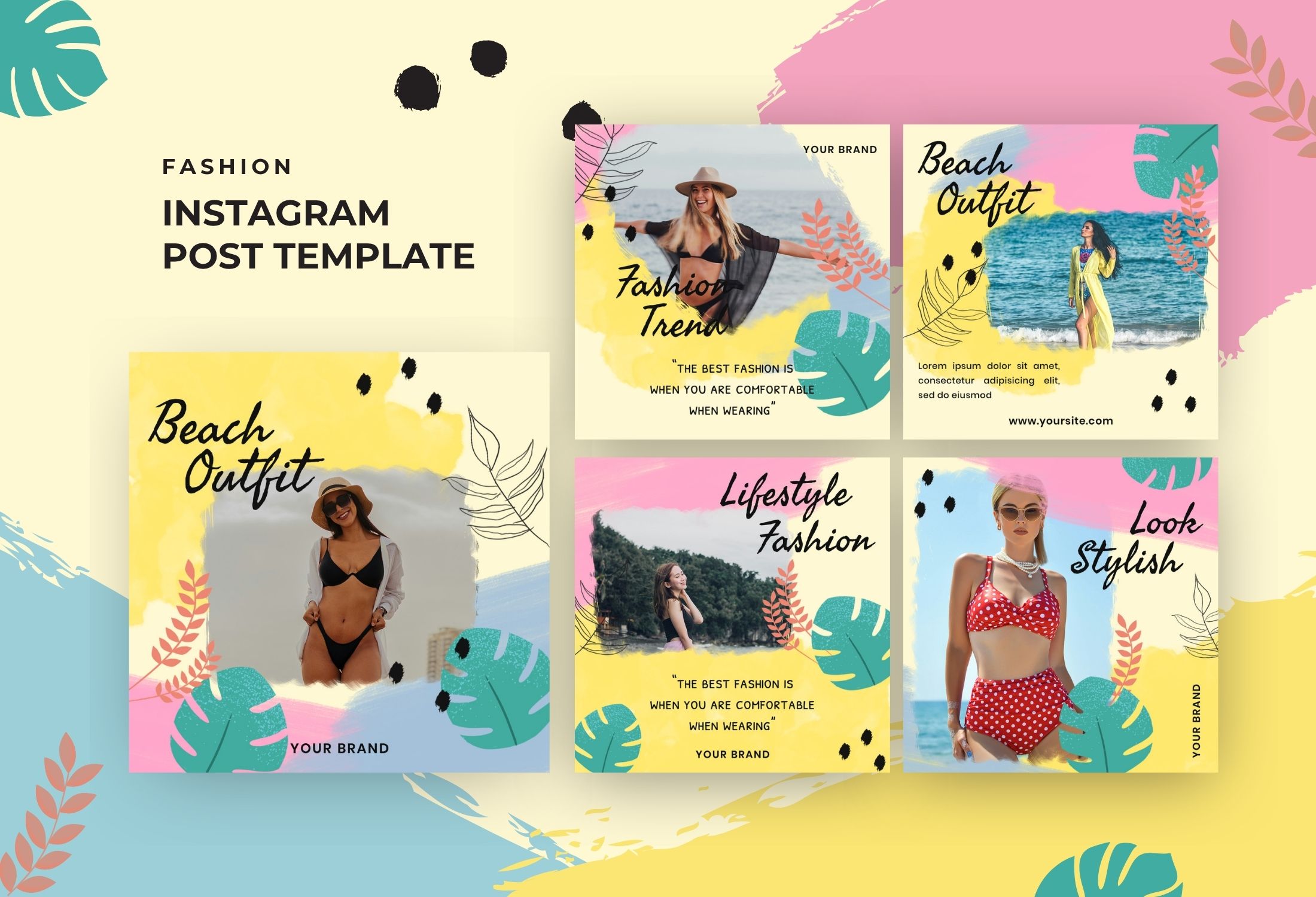 Yellow And Pink Creative Fashion Campaign Instagram Post Template