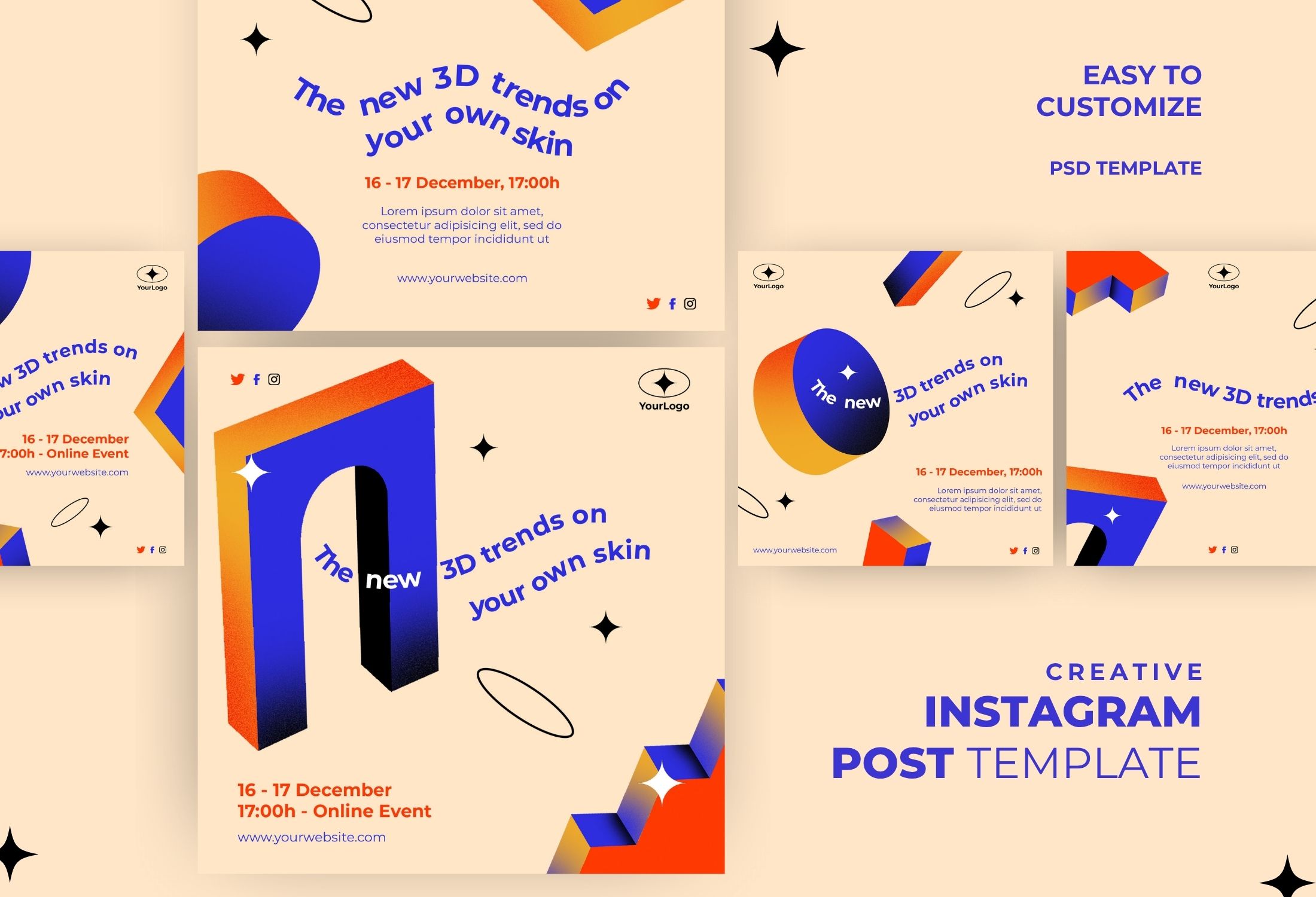 Orange And Blue Creative Online Event Instagram Post Template