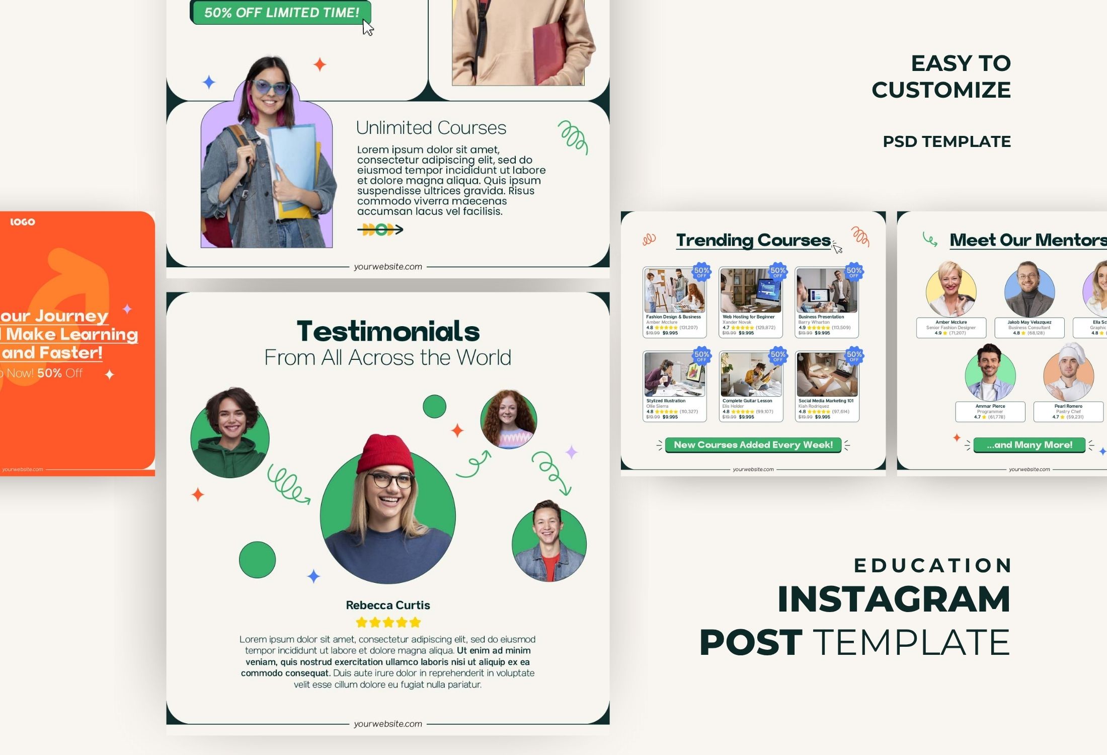 Green And Orange Modern Education Campaign Instagram Post Template