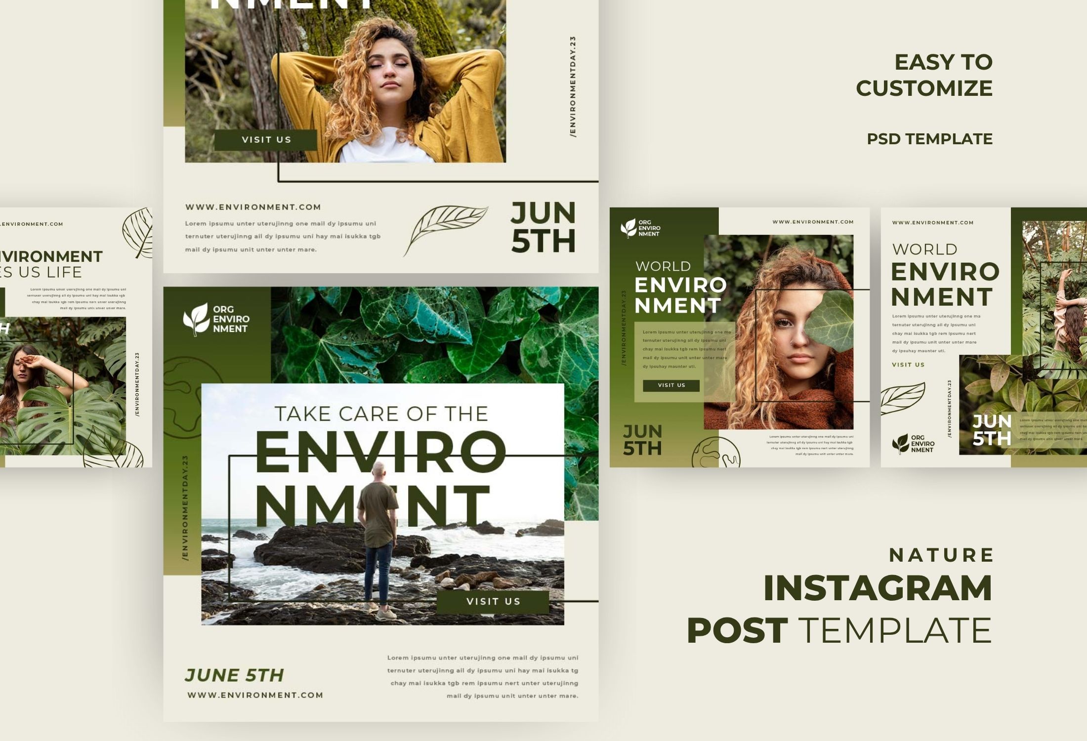 Green Minimalist Environment Awareness Instagram Post Template