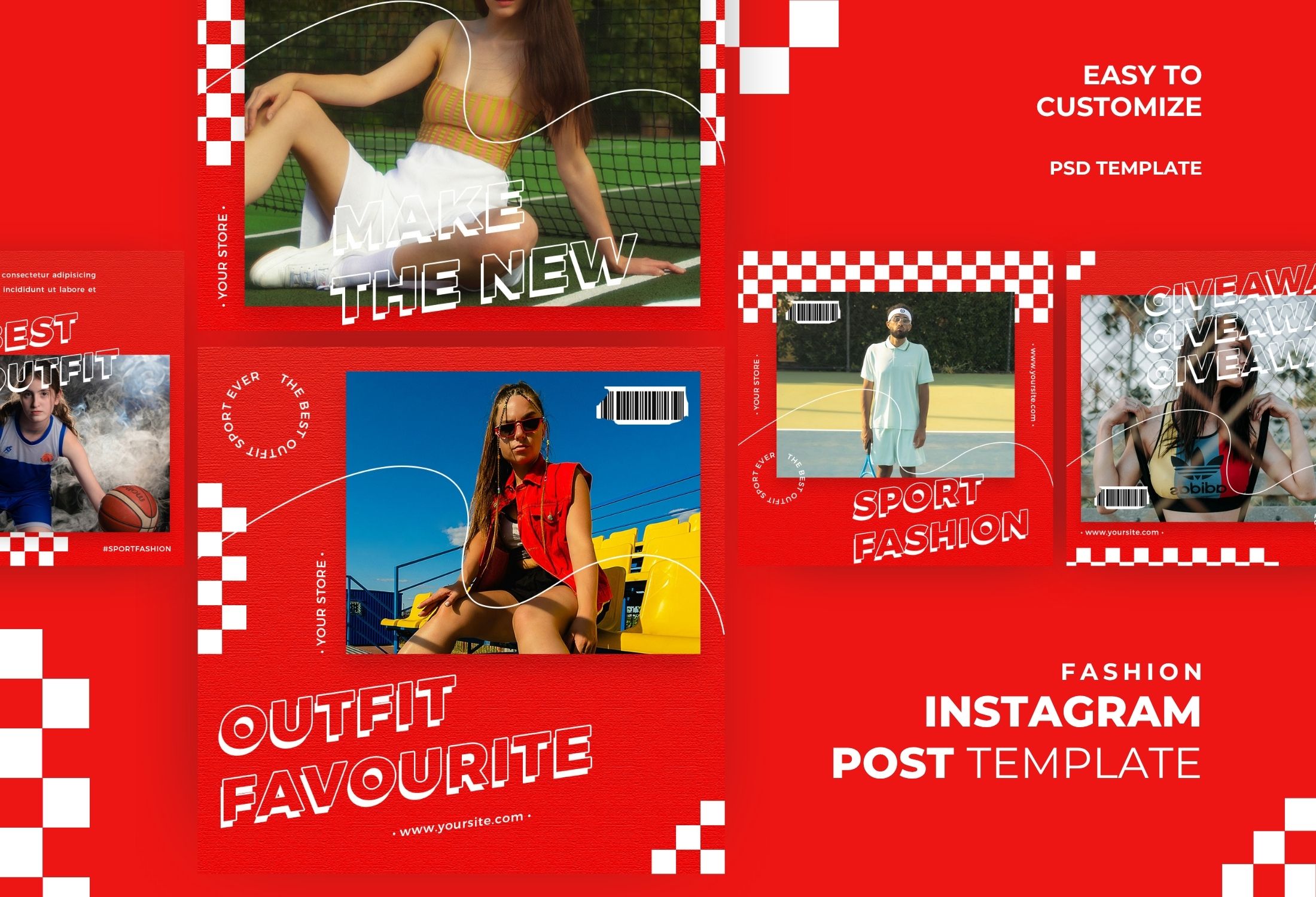 Red Bold Sport Fashion Instagram Post Template