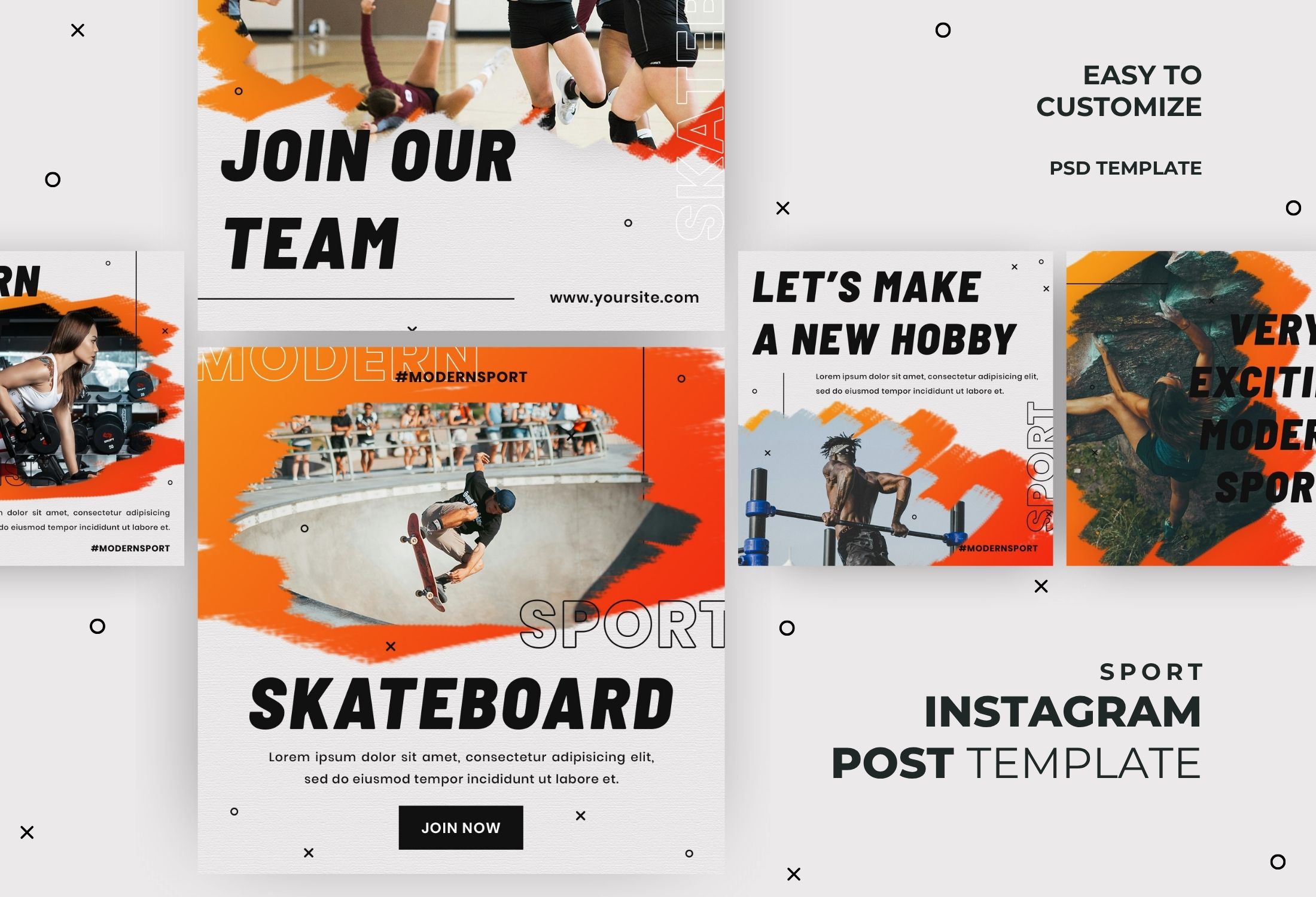 Orange And White Bold Sports Campaign Instagram Post Template