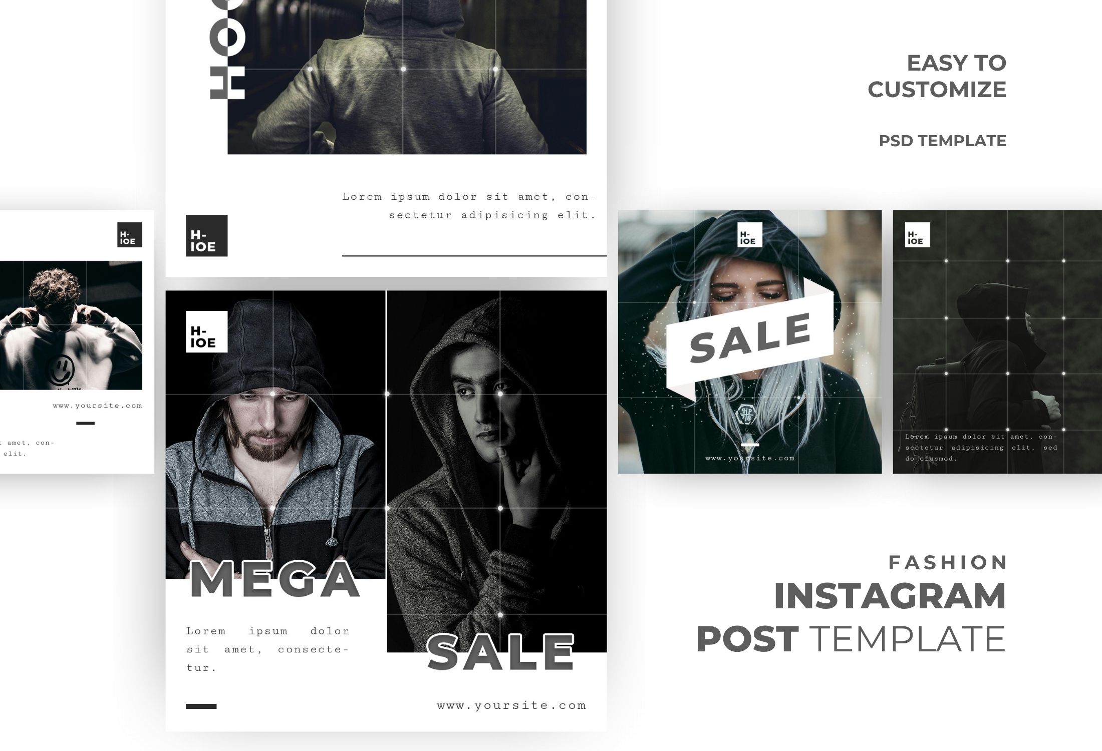 Black And White Modern Fashion Sale Instagram Post Template