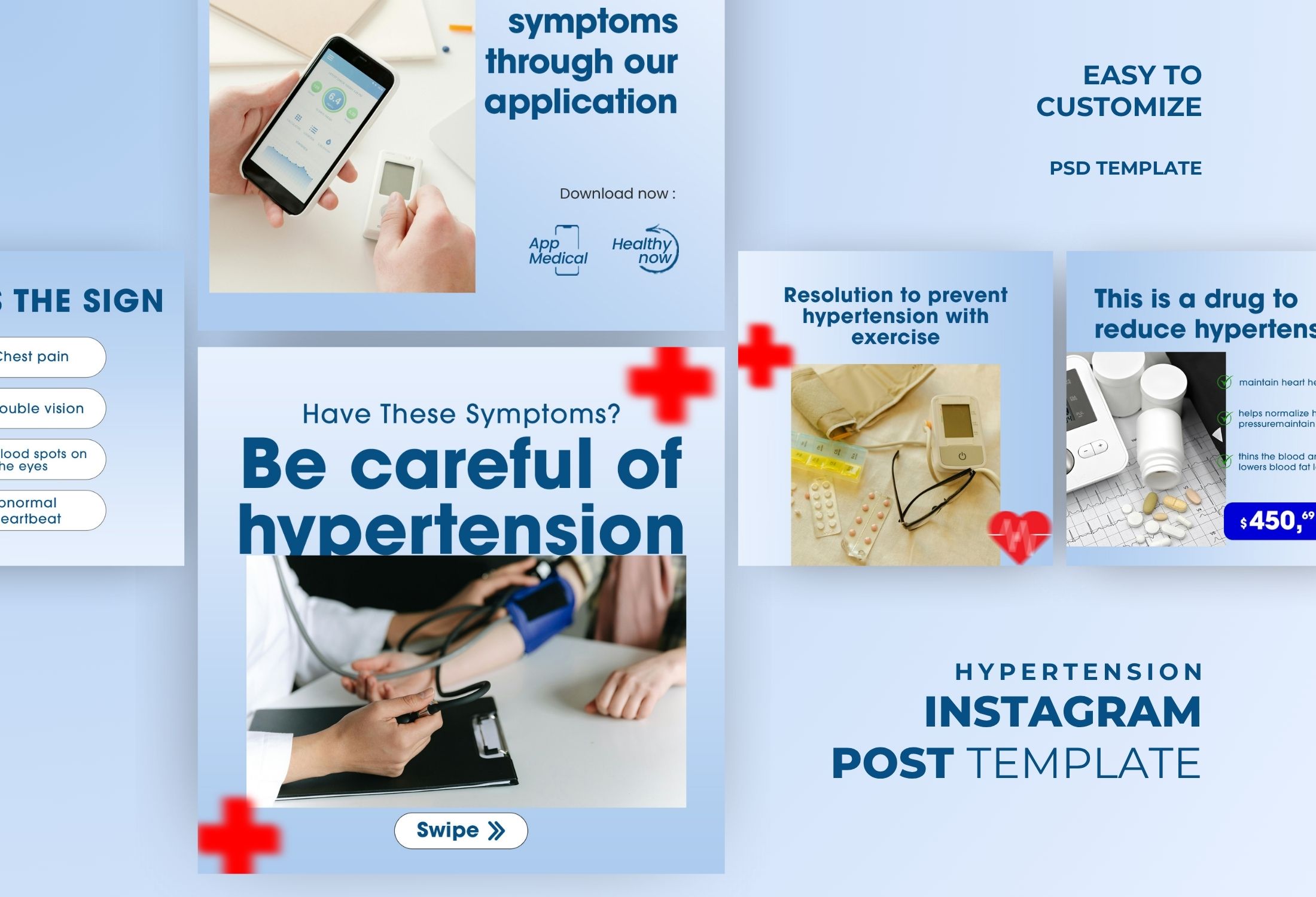 Blue Modern Hypertension Awareness Instagram Post Template