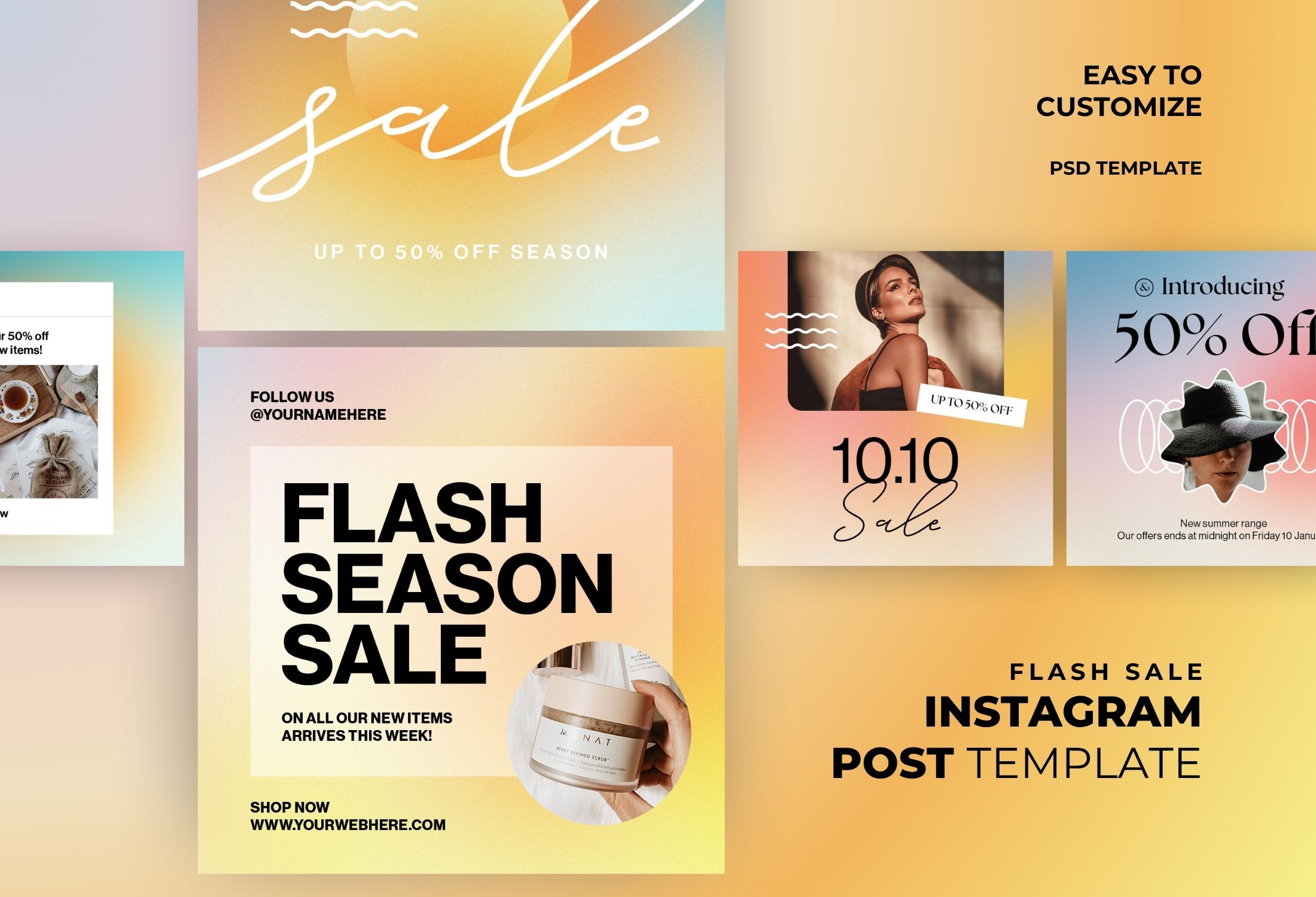 Orange And Pink Modern Sale Promotion Instagram Post Template