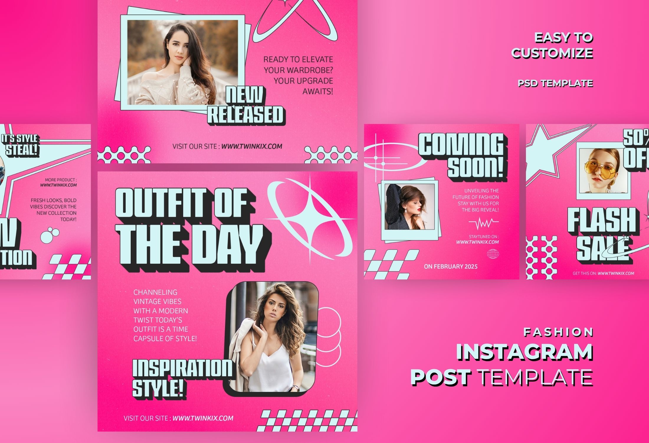Pink Bold Fashion Outfit Campaign Instagram Post Template