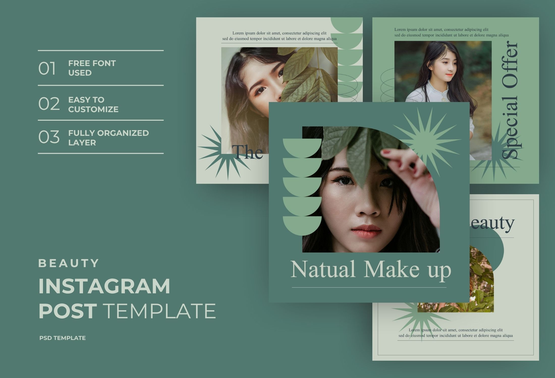 Green Elegant Beauty Promotion Instagram Post Template