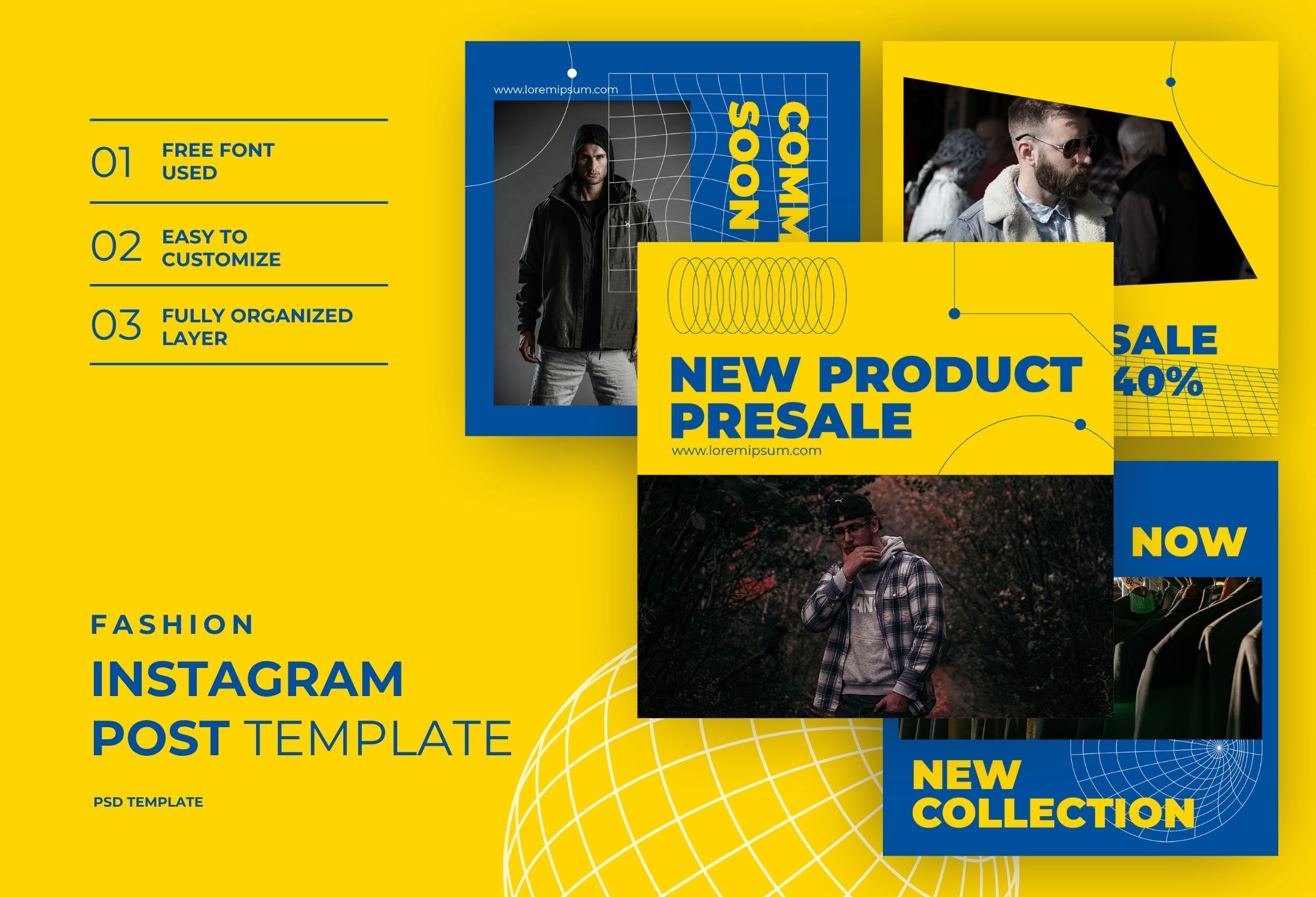 Yellow And Blue Bold Fashion Campaign Instagram Post Template