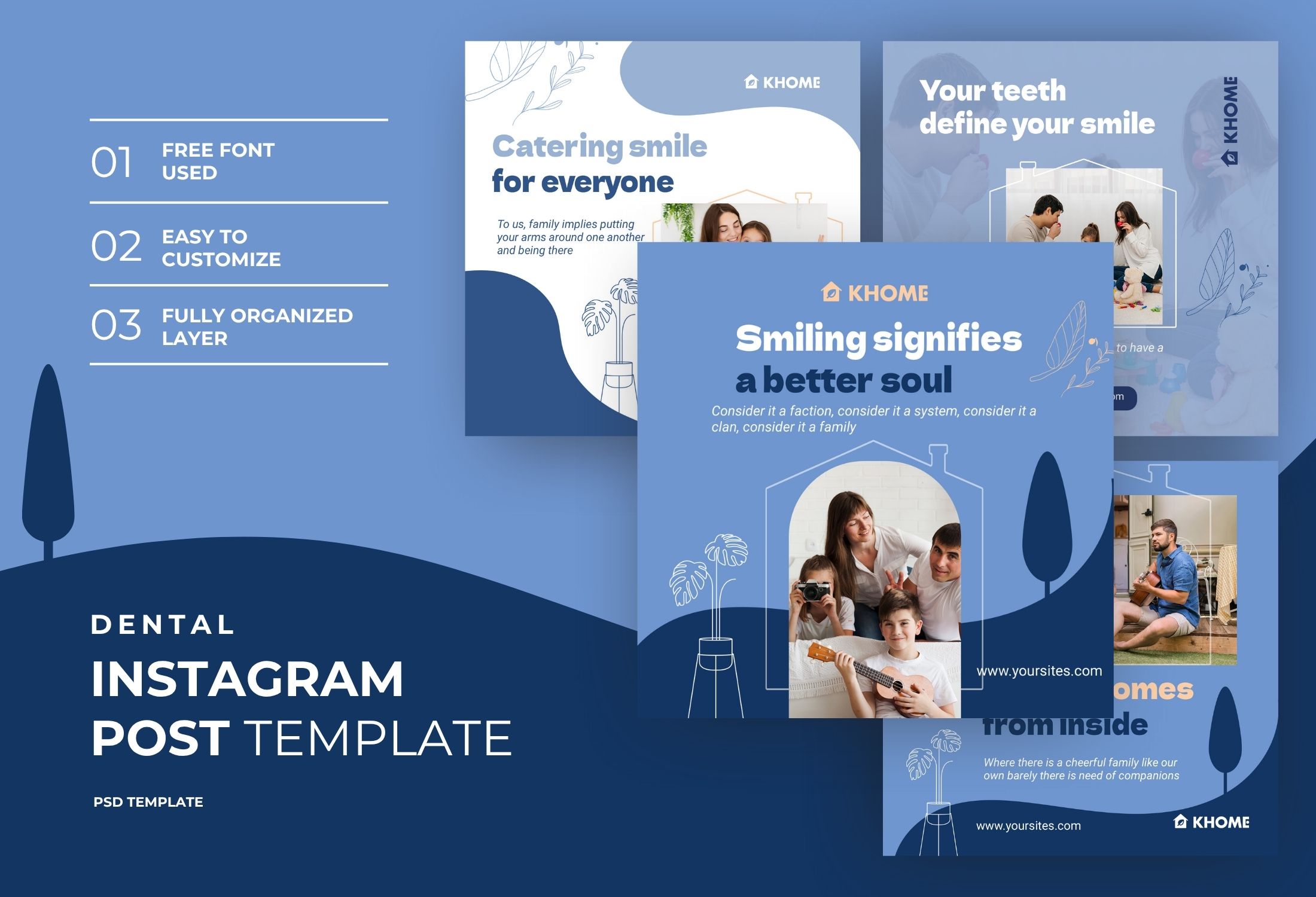 Blue Modern Dental Promotion Instagram Post Template