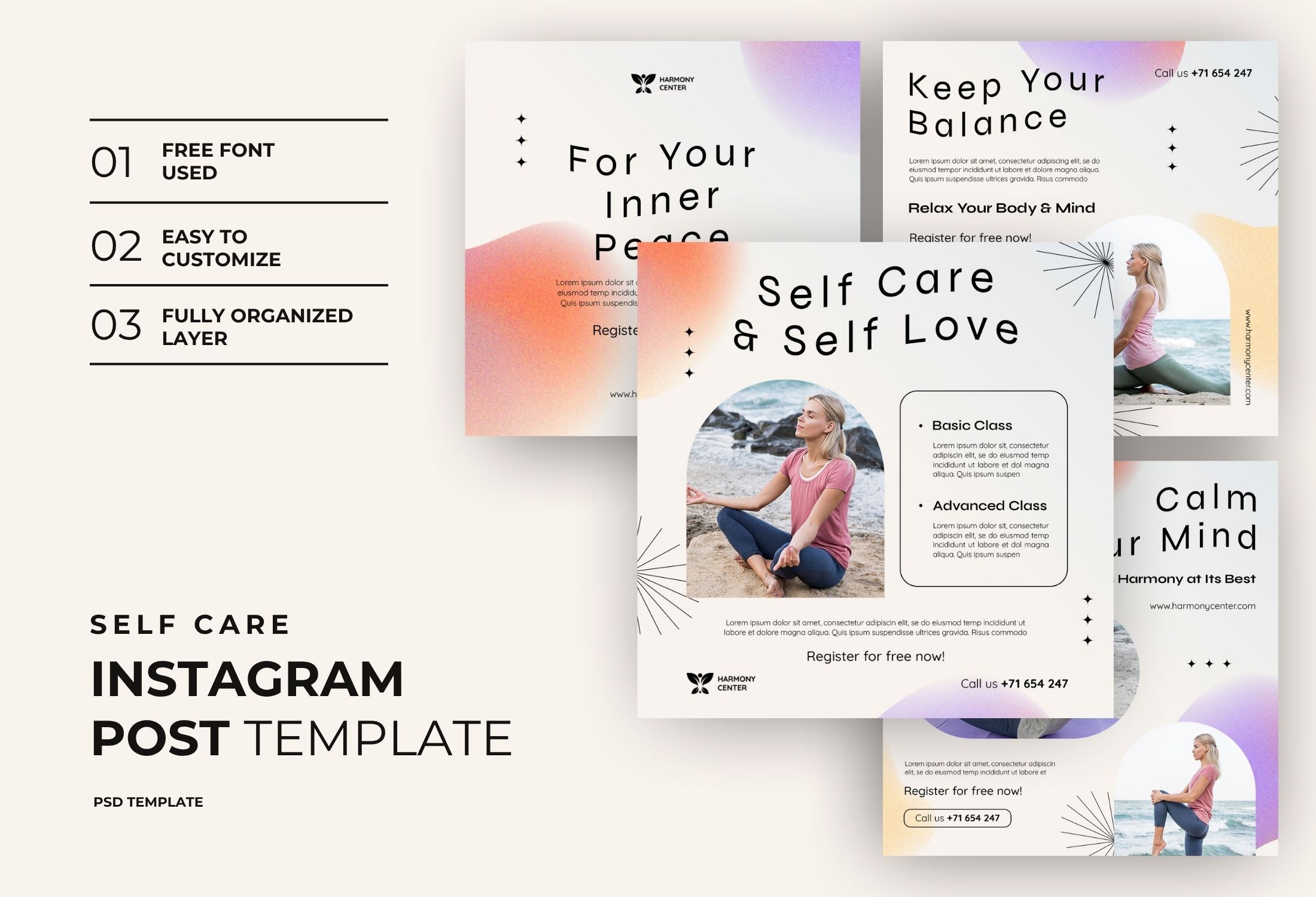White And Pastel Minimalist Self Care Instagram Post Template