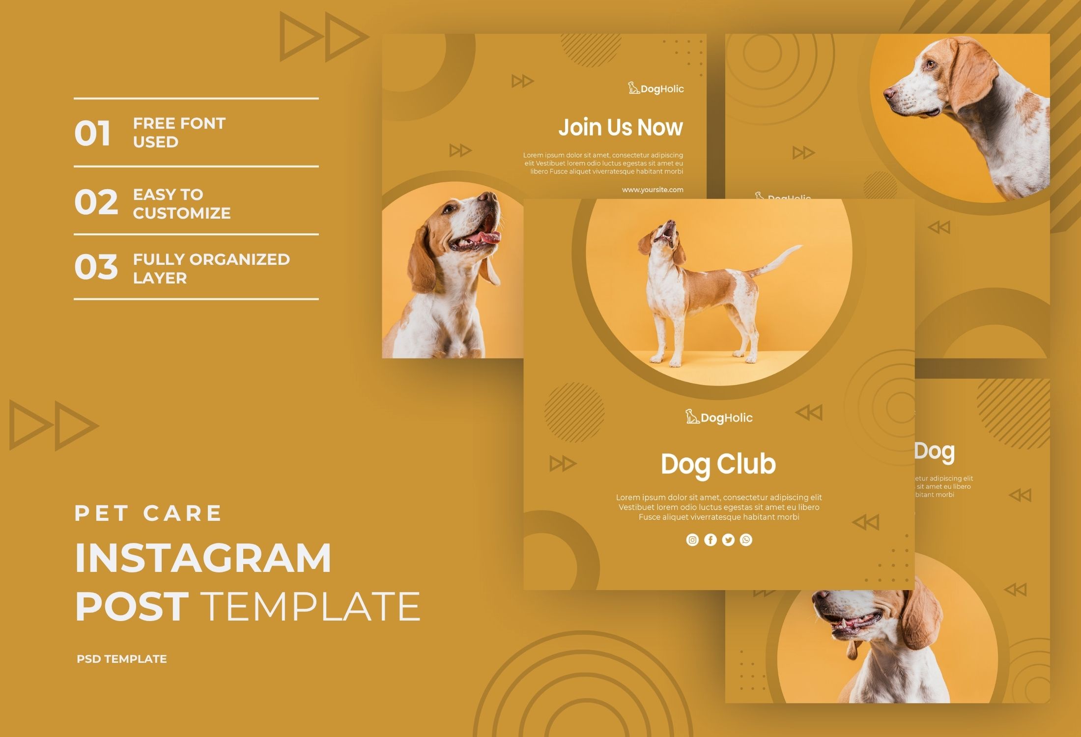 Orange Modern Pet Club Instagram Post Template