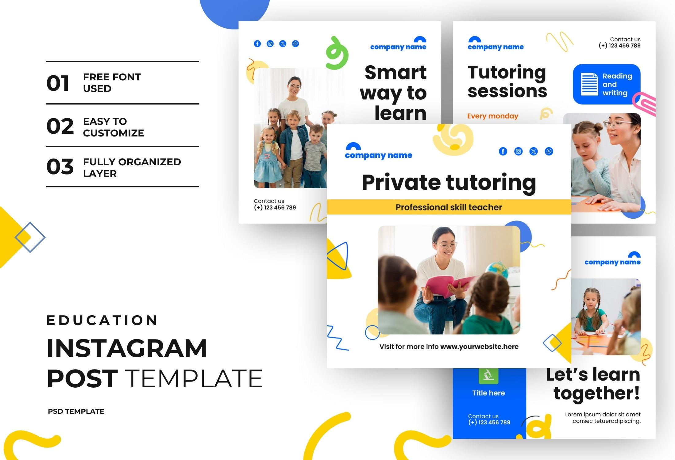 White And Yellow Modern Education Promotion Instagram Post Template