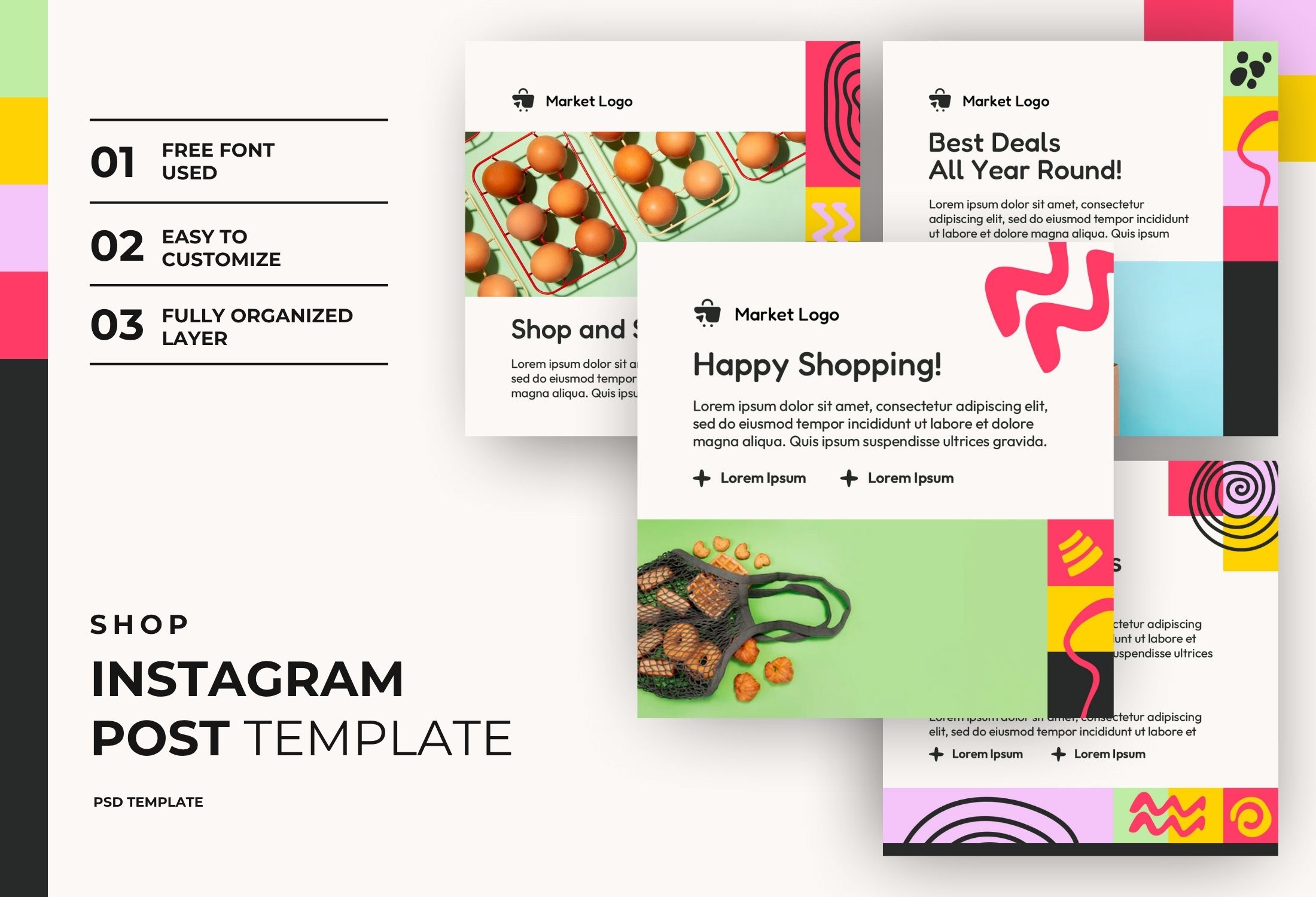White And Green Modern Shopping Promotion Instagram Post Template