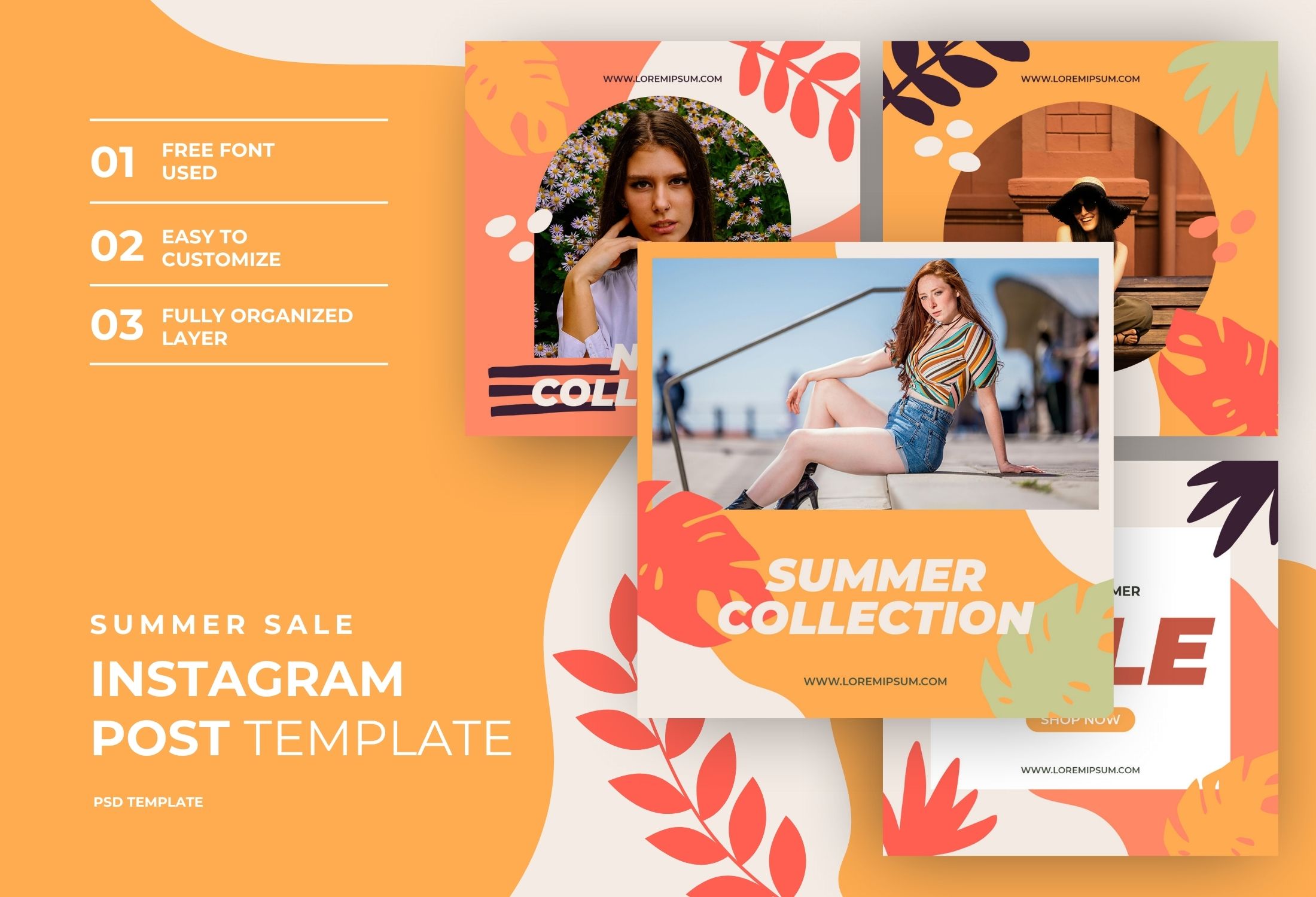 Orange Modern Summer Collection Instagram Post Template