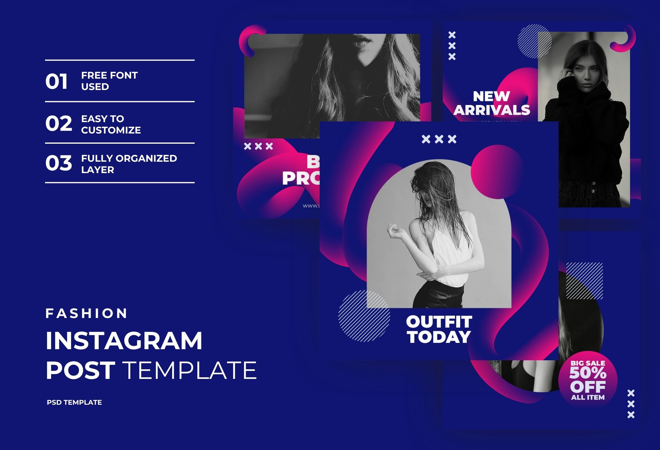 Blue And Pink Modern Fashion Campaign Instagram Post Template