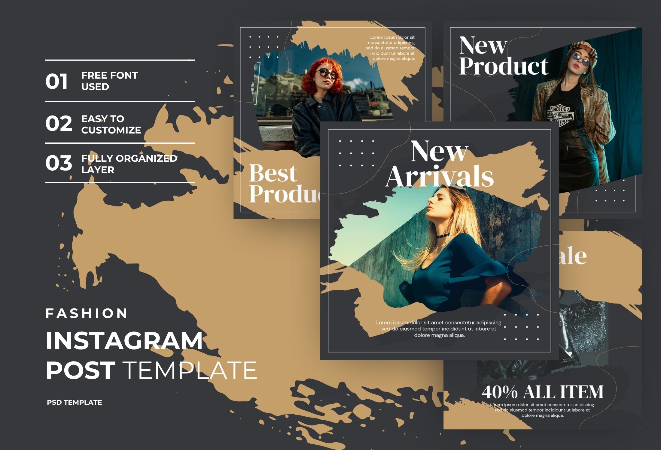 Tan And Black Modern Fashion Promo Instagram Post Template