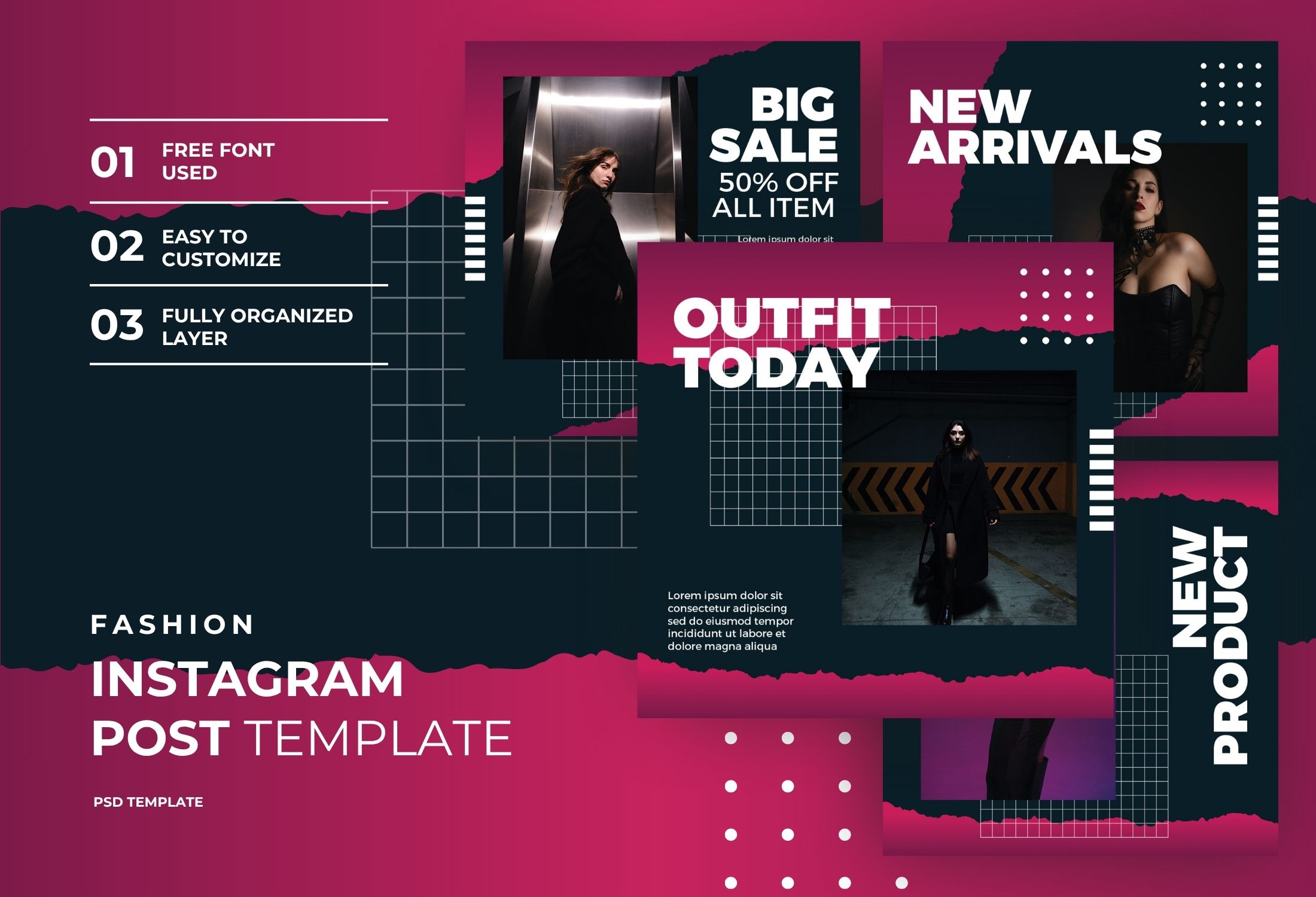 Pink And Black Modern Fashion Sale Instagram Post Template