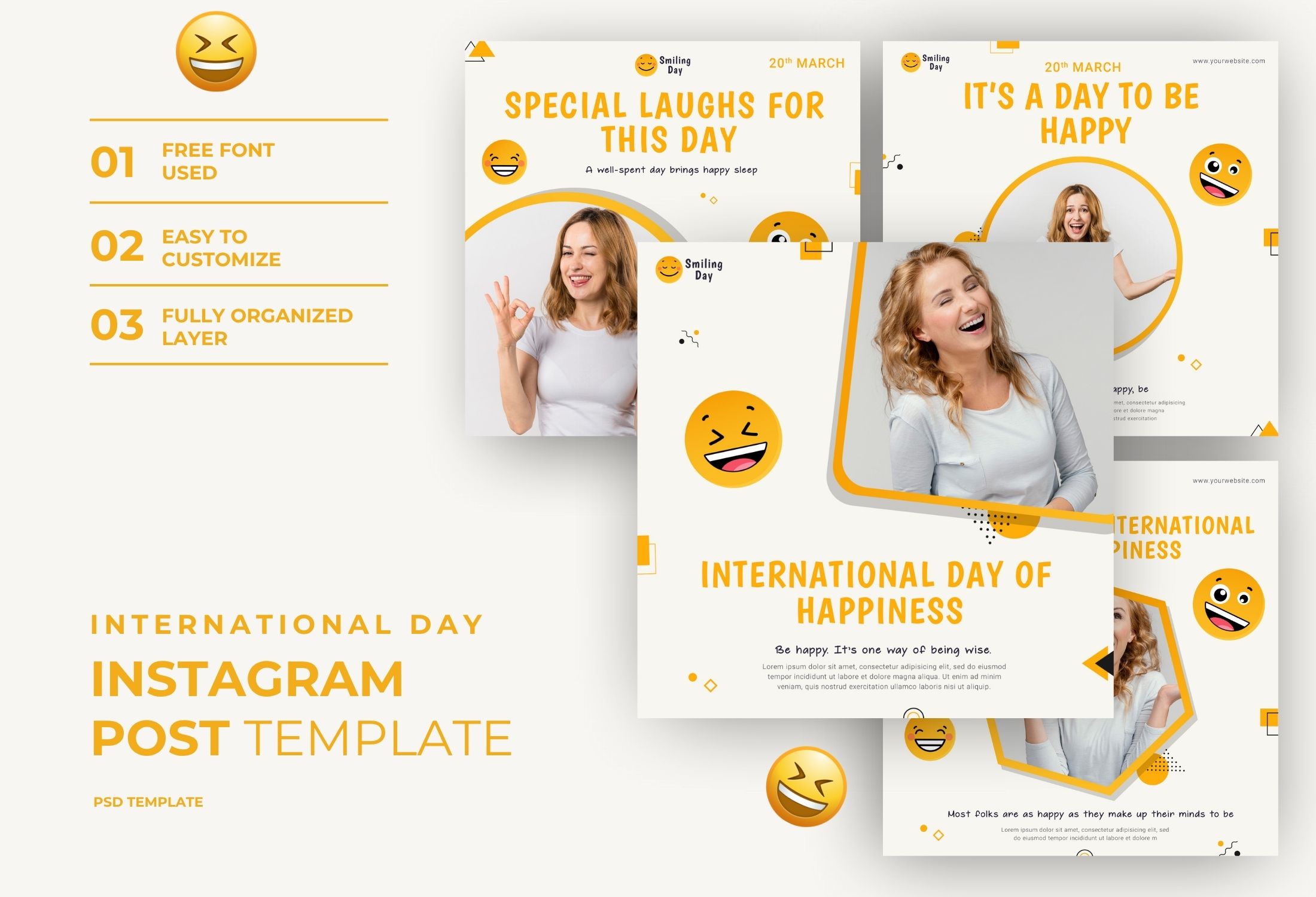 Orange Modern Happiness Campaign Instagram Post Template