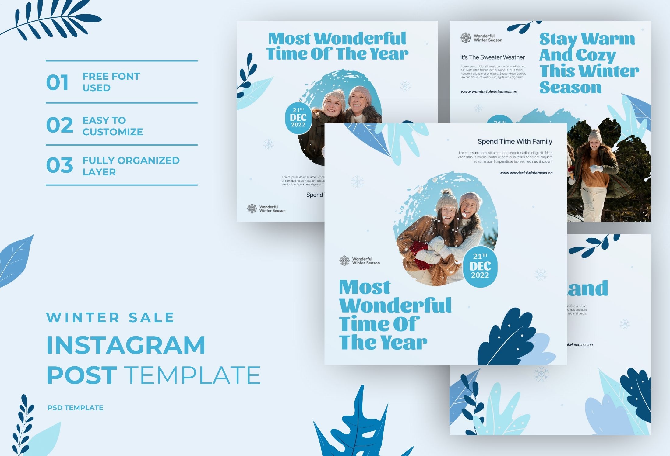 Light Blue Modern Winter Promotion Instagram Post Template
