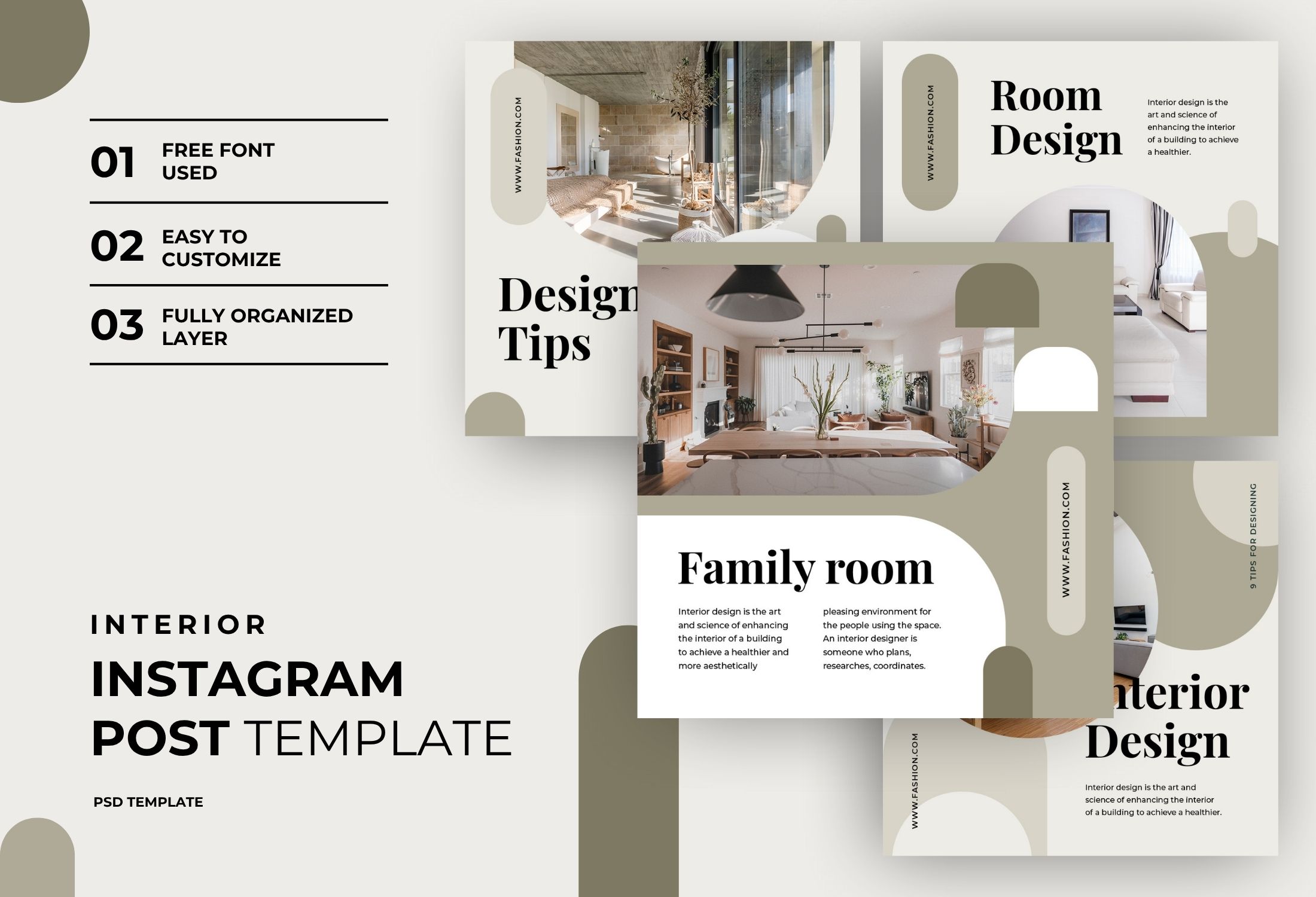 Beige Minimalist Interior Design Instagram Post Template