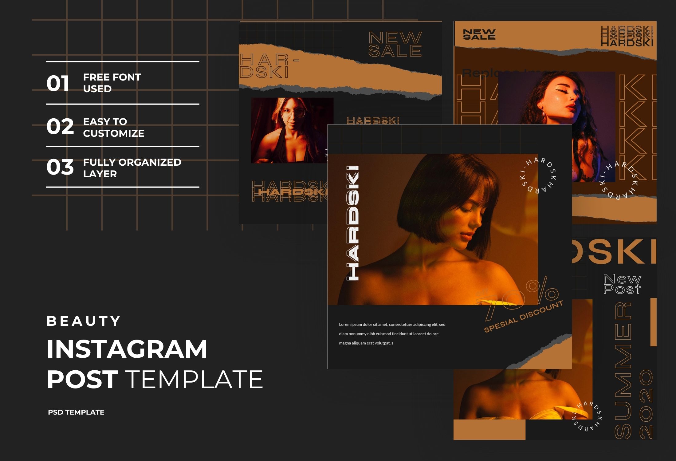 Black And Orange Bold Beauty Campaign Instagram Post Template