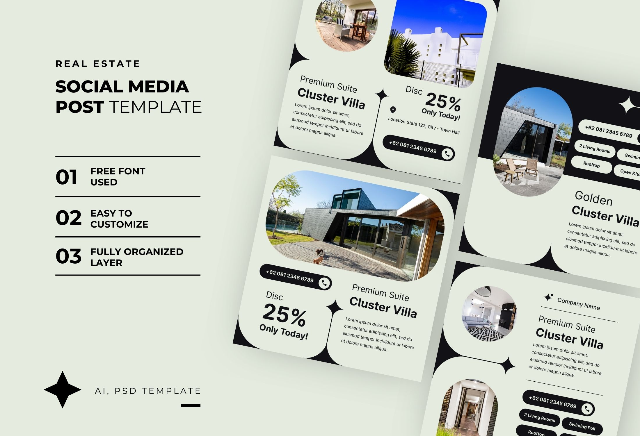 Black And White Modern Real Estate Promotion Instagram Post Template