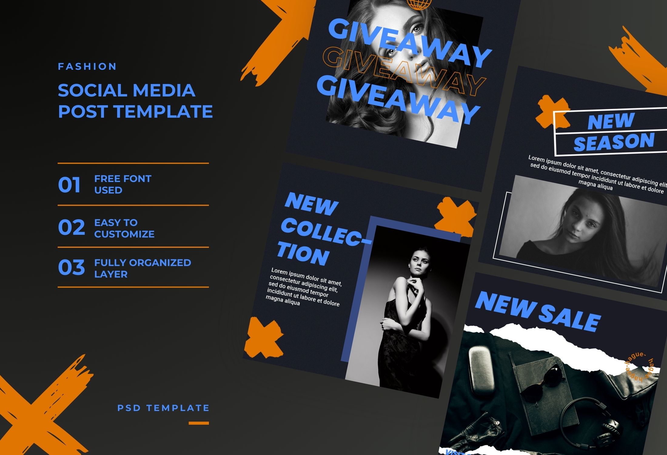 Black And Orange Modern Fashion Giveaway Instagram Post Template