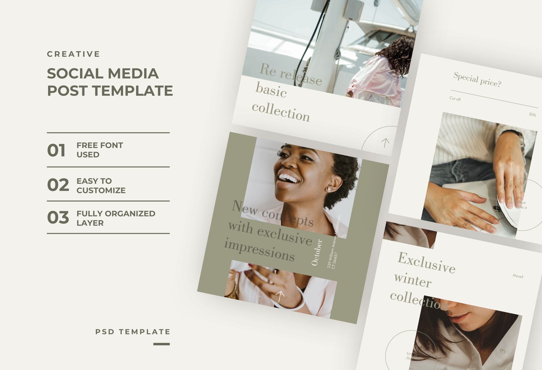 White And Green Minimalist Fashion Collection Instagram Post Template