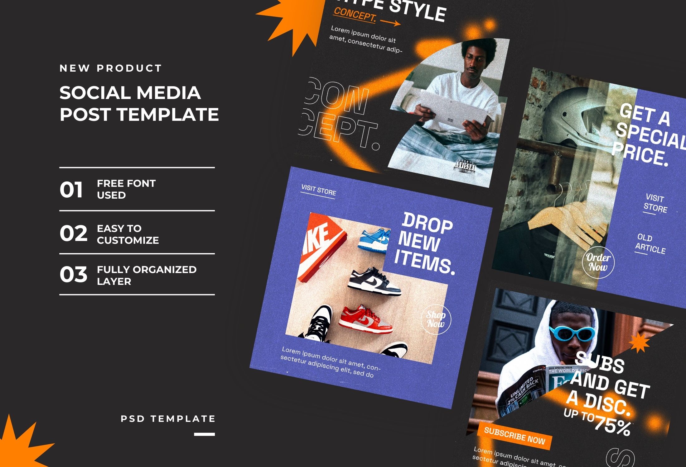 Black And Orange Modern Product Promotion Instagram Post Template