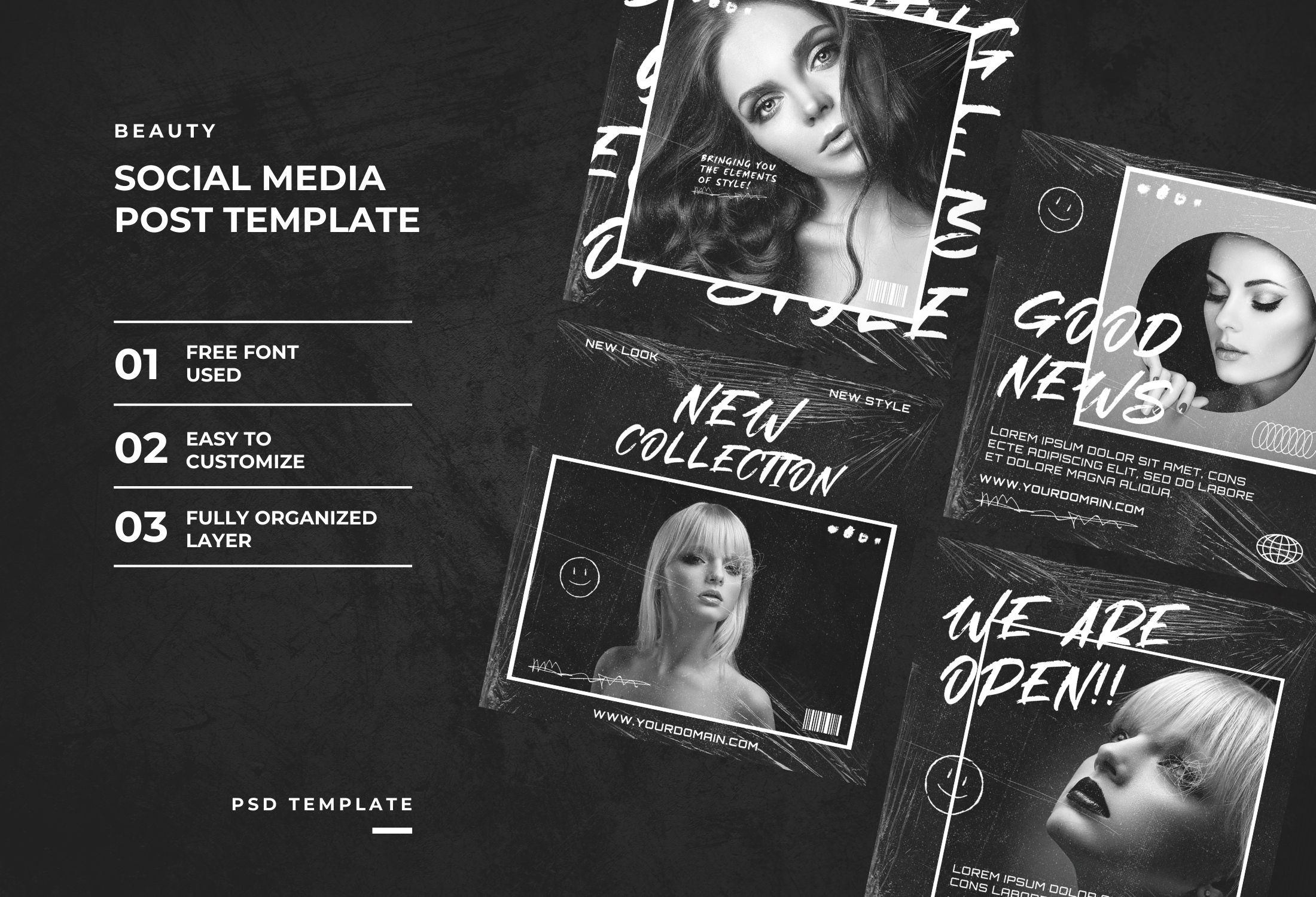 Black And White Modern Beauty Collection Instagram Post Template