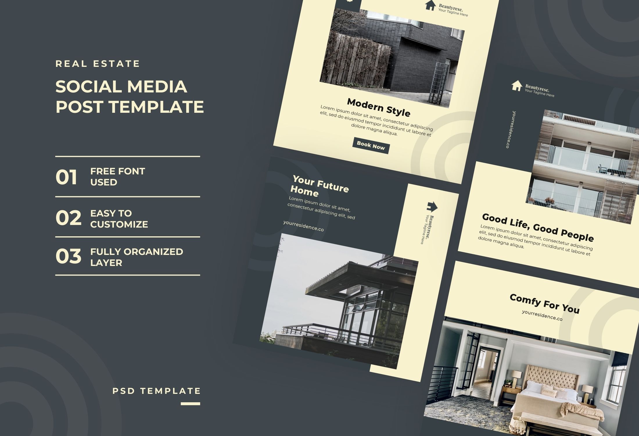 Cream And Navy Modern Real Estate Campaign Instagram Post Template