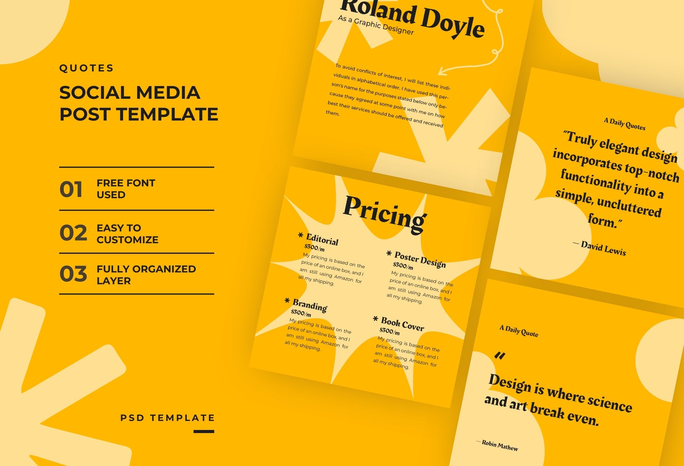 Yellow Bold Quotes Collection Instagram Post Template