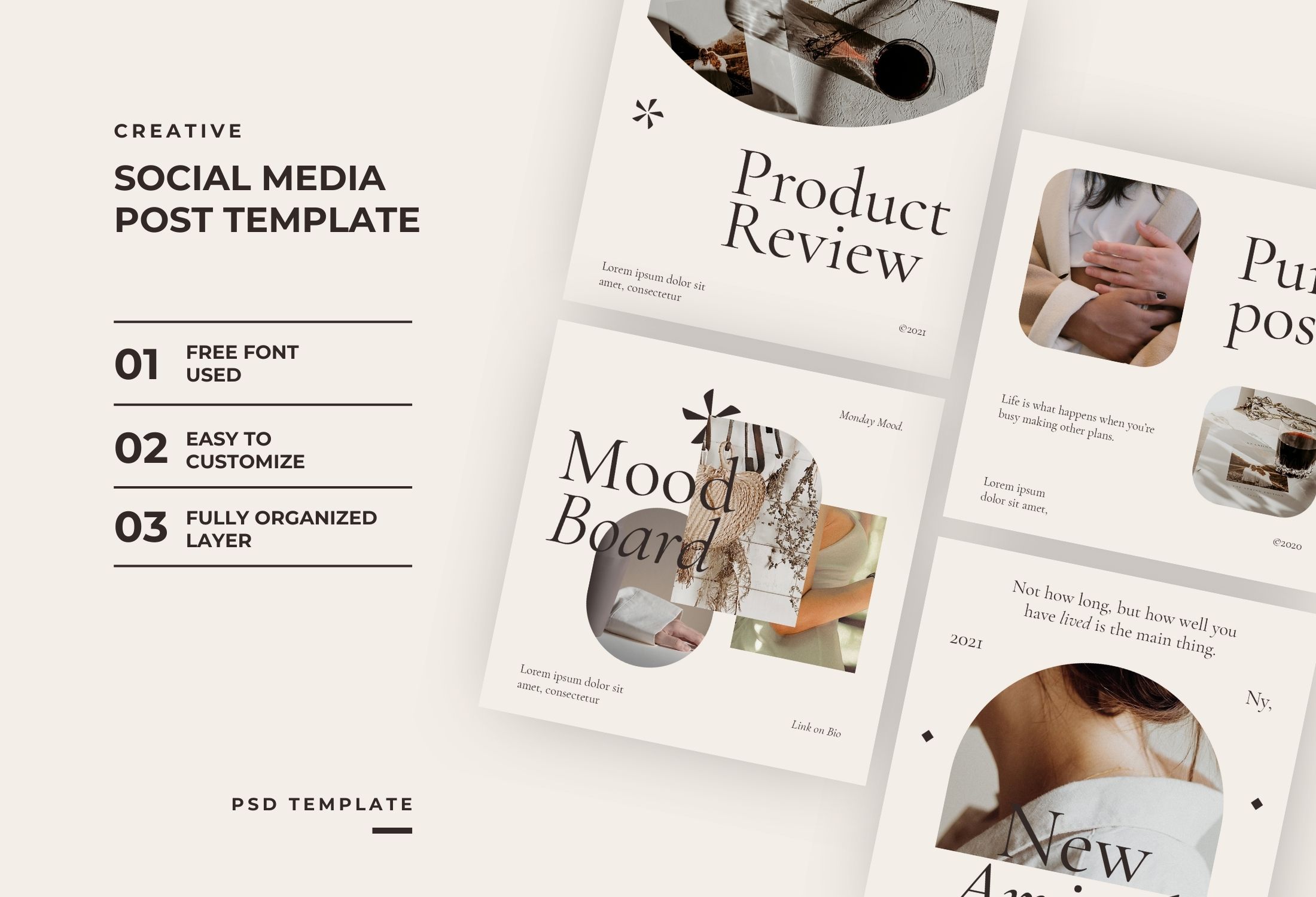 White And Brown Creative Product Review Instagram Post Template