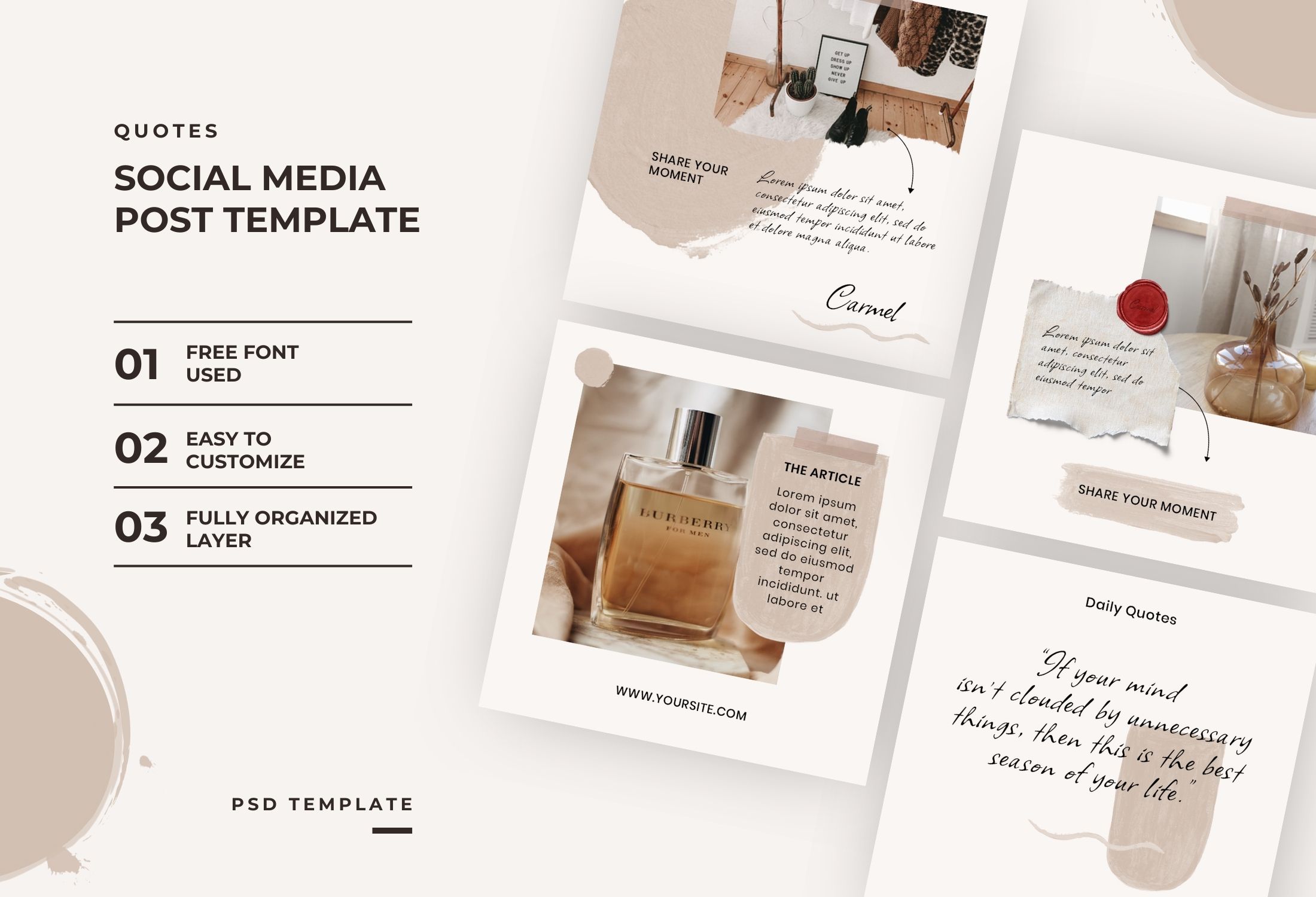 Beige Minimalist Quotes Instagram Post Template