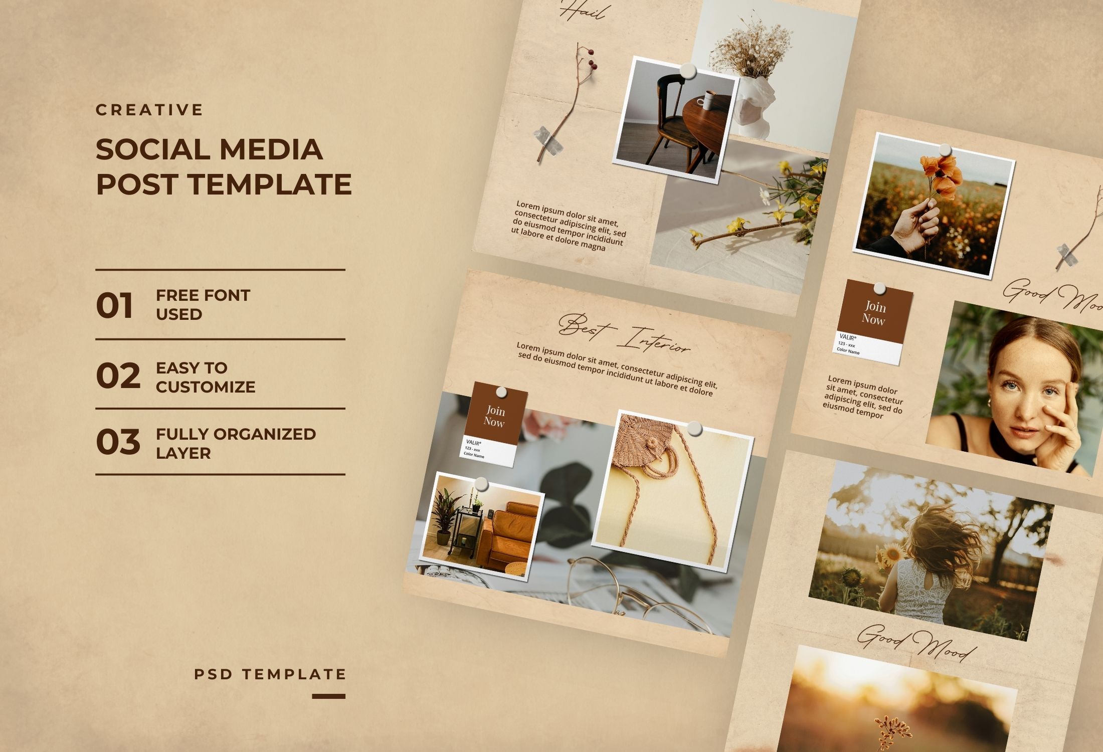 Beige Creative Interior Inspiration Instagram Post Template