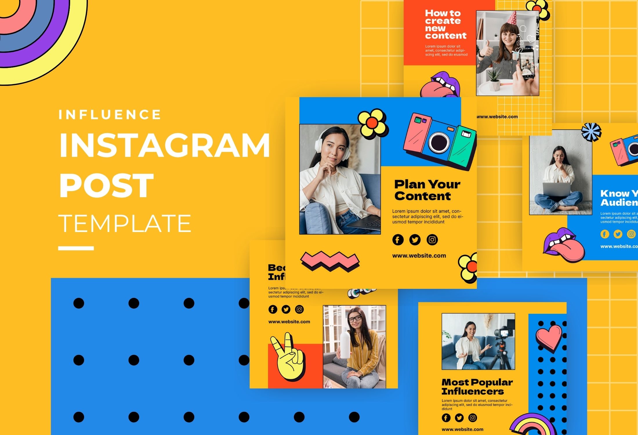 Yellow And Blue Bold Content Creation Instagram Post Template